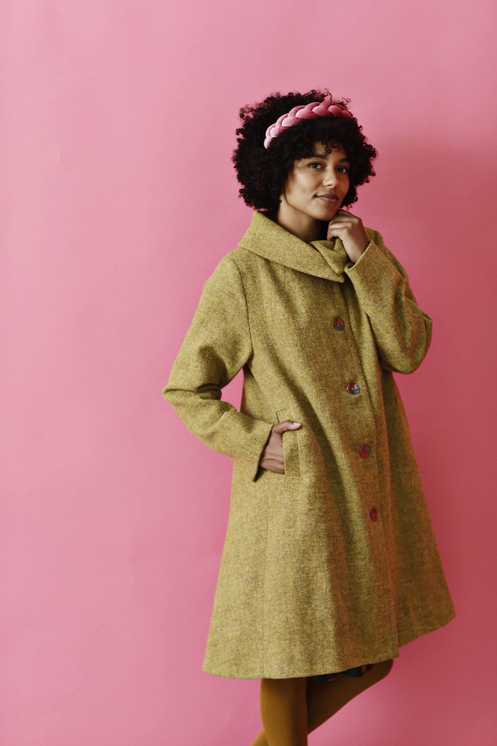 dark yellow wool coat in Harris Tweed from mcverdi | Harris Tweed
