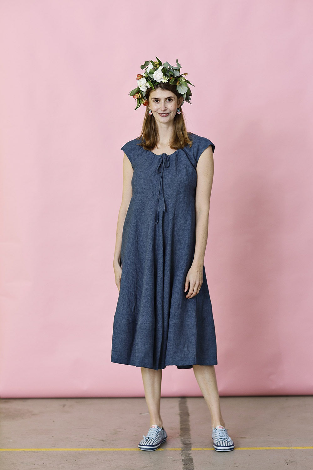 mc882d-bu-blue linen dress-blå hørkjole-mcverdi