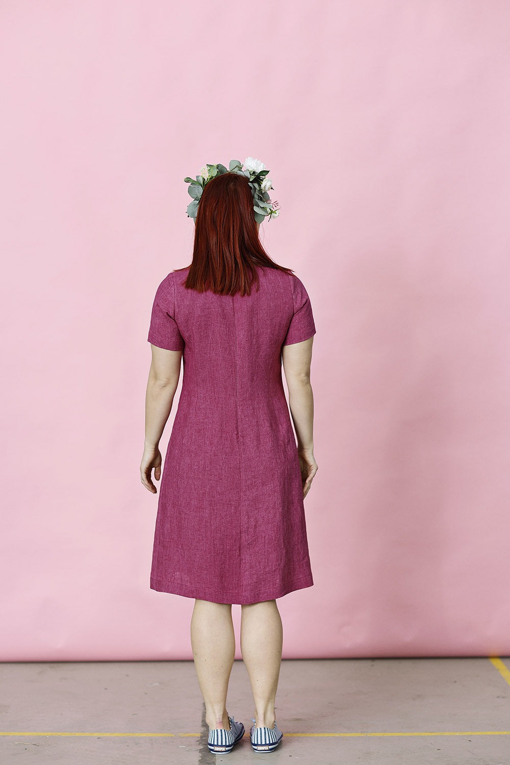 mc882e-pink-hørkjole-linen dress-mcverdi-italian fabric