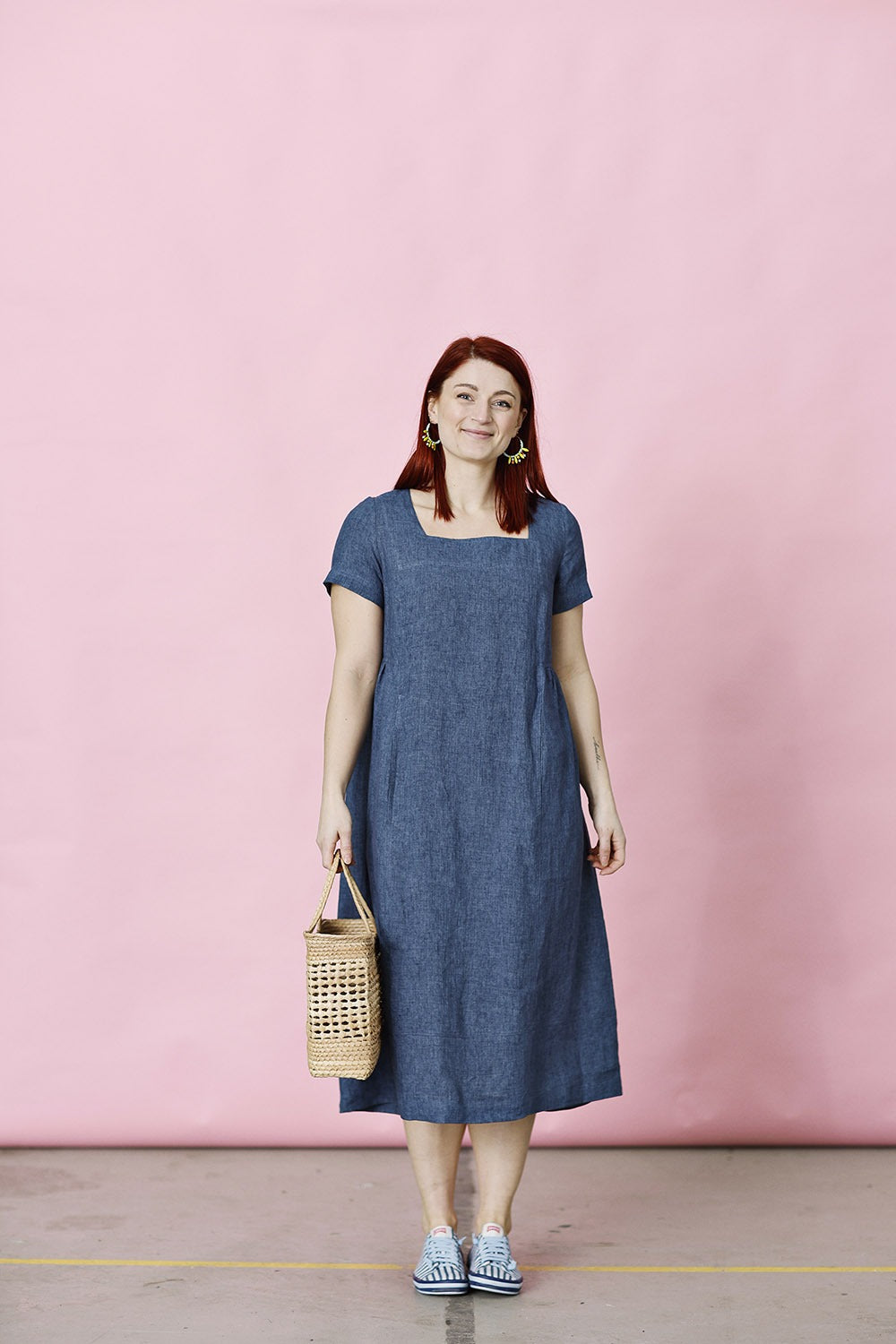 mc882f-blue-dress-linen-mcverdi-blå hørkjole