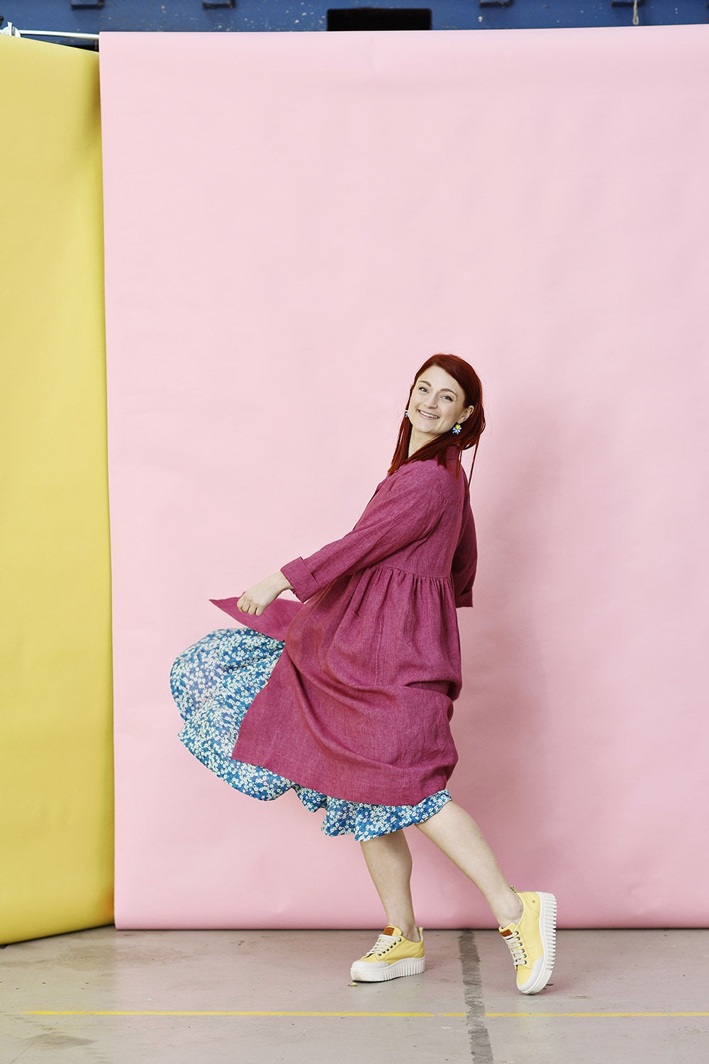 mc882g-pink-mcverdi-hørkjole-linen dress buttons-17