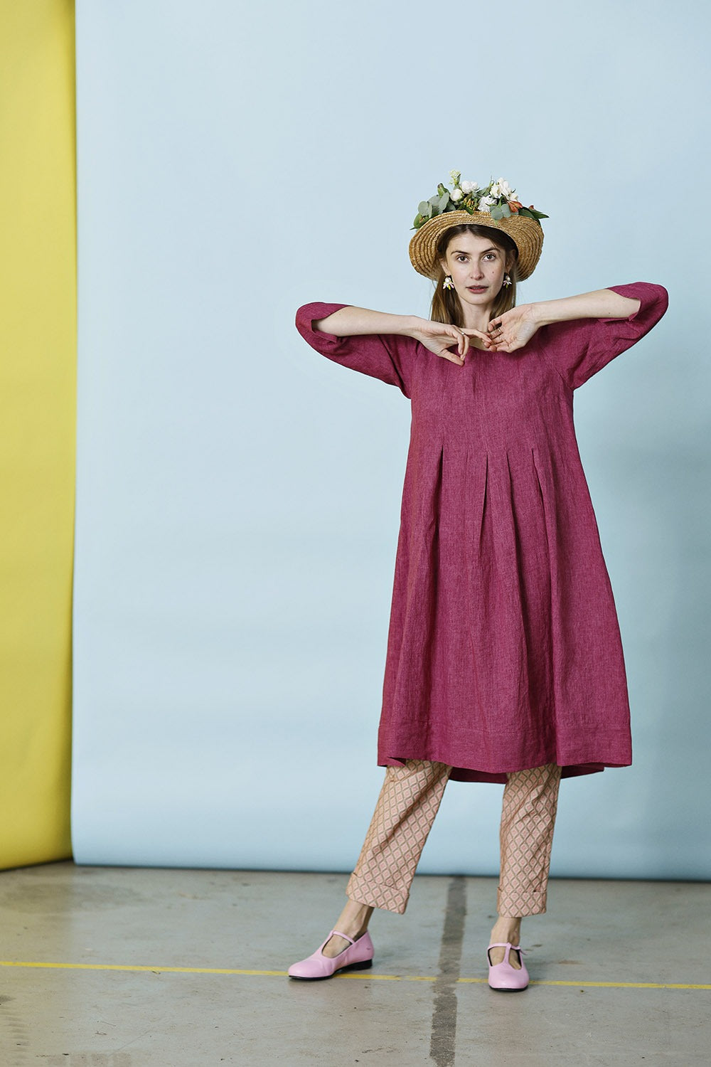 mc732e-pink-hørkjole-mcverdi-linen dress in pink-3