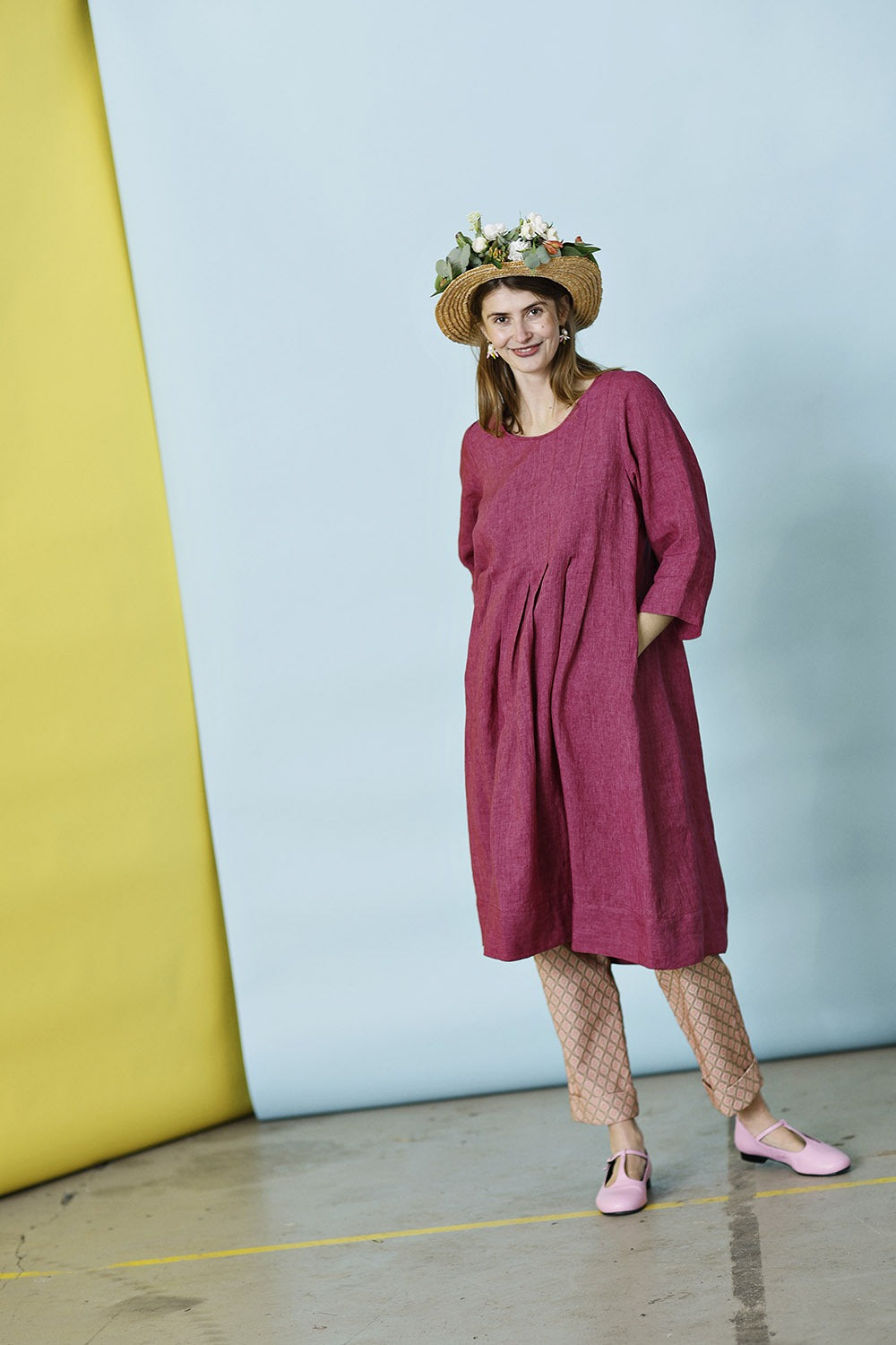 mc732e-pink-hørkjole-mcverdi-linen dress in pink-2