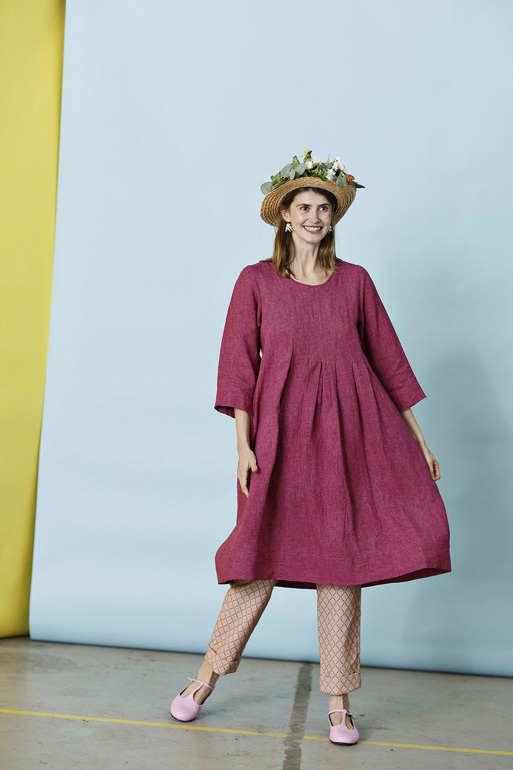 mc732e-pink-hørkjole-mcverdi-linen dress in pink