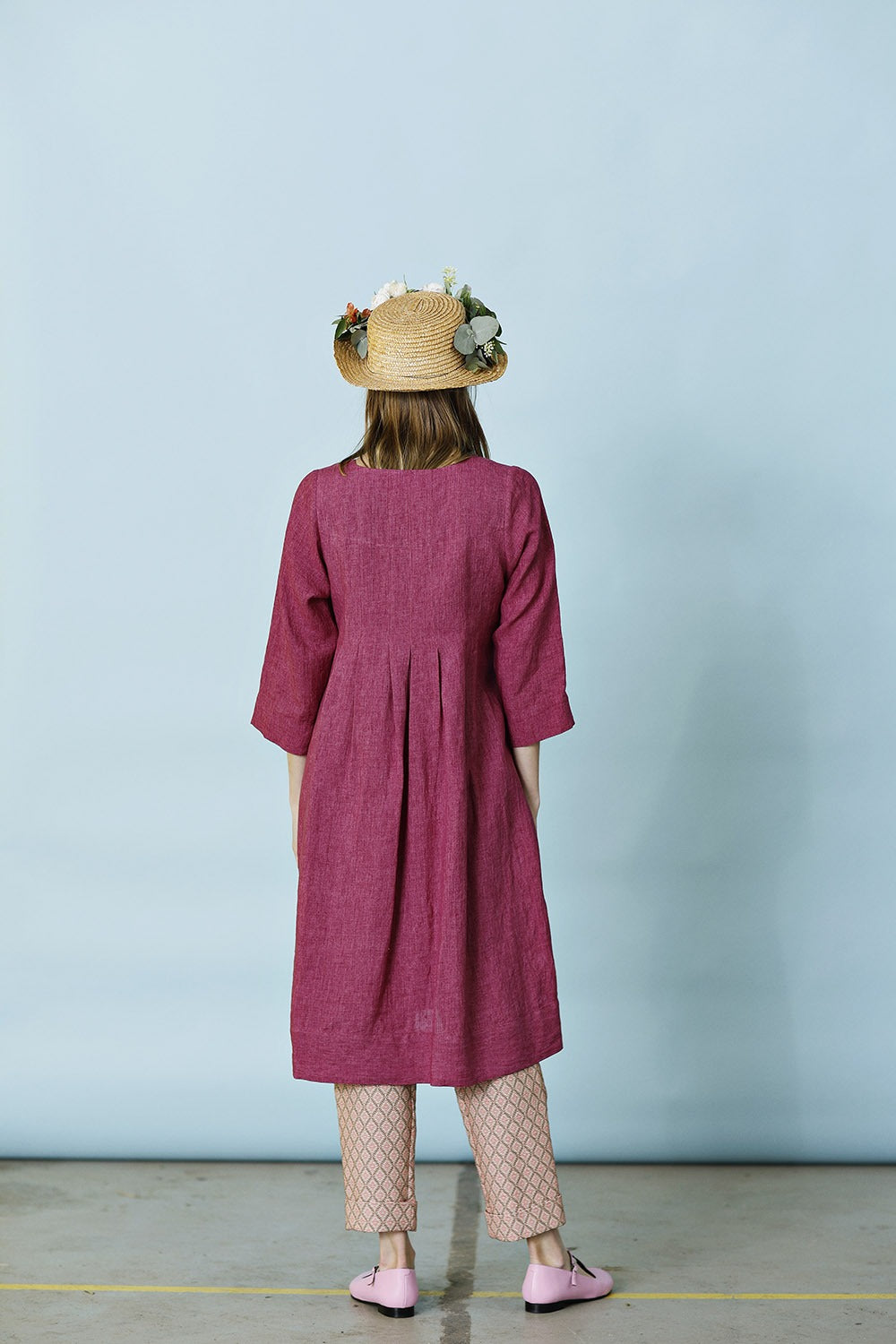 mc732e-pink-hørkjole-mcverdi-linen dress in pink-4