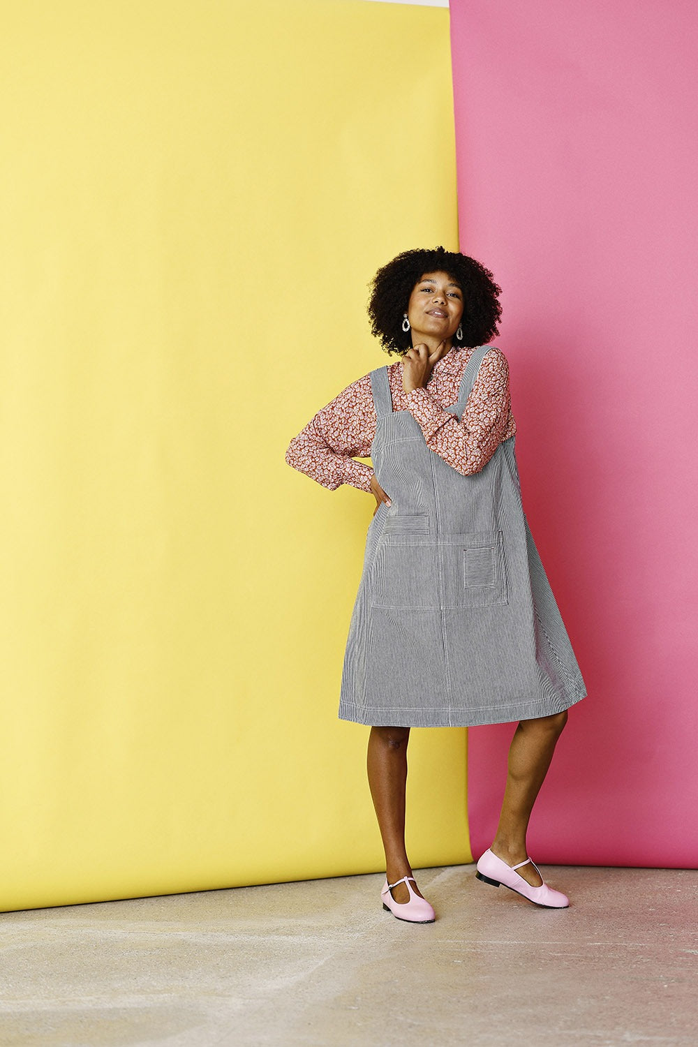 mc794b-striped denim dress-stribet kjole spencer-pinafore-mcverdi