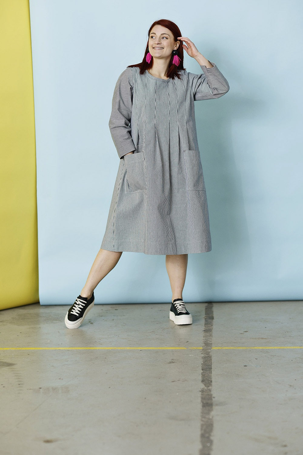 mc794c-stribet denim kjole-mcverdi-striped denim dress-4