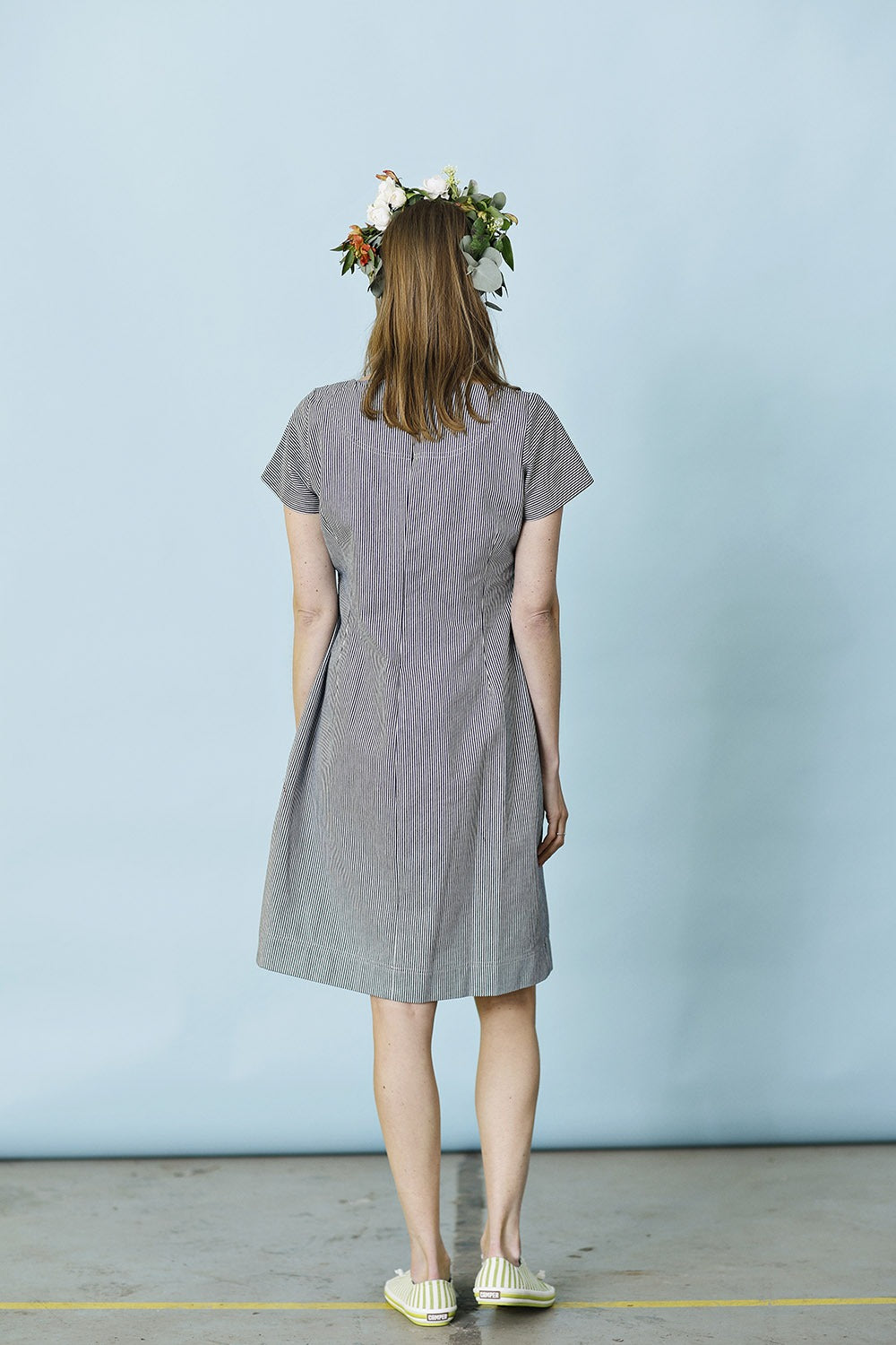 mc794i-blå stribet denim kjole-mcverdi-blue striped denim dress-1