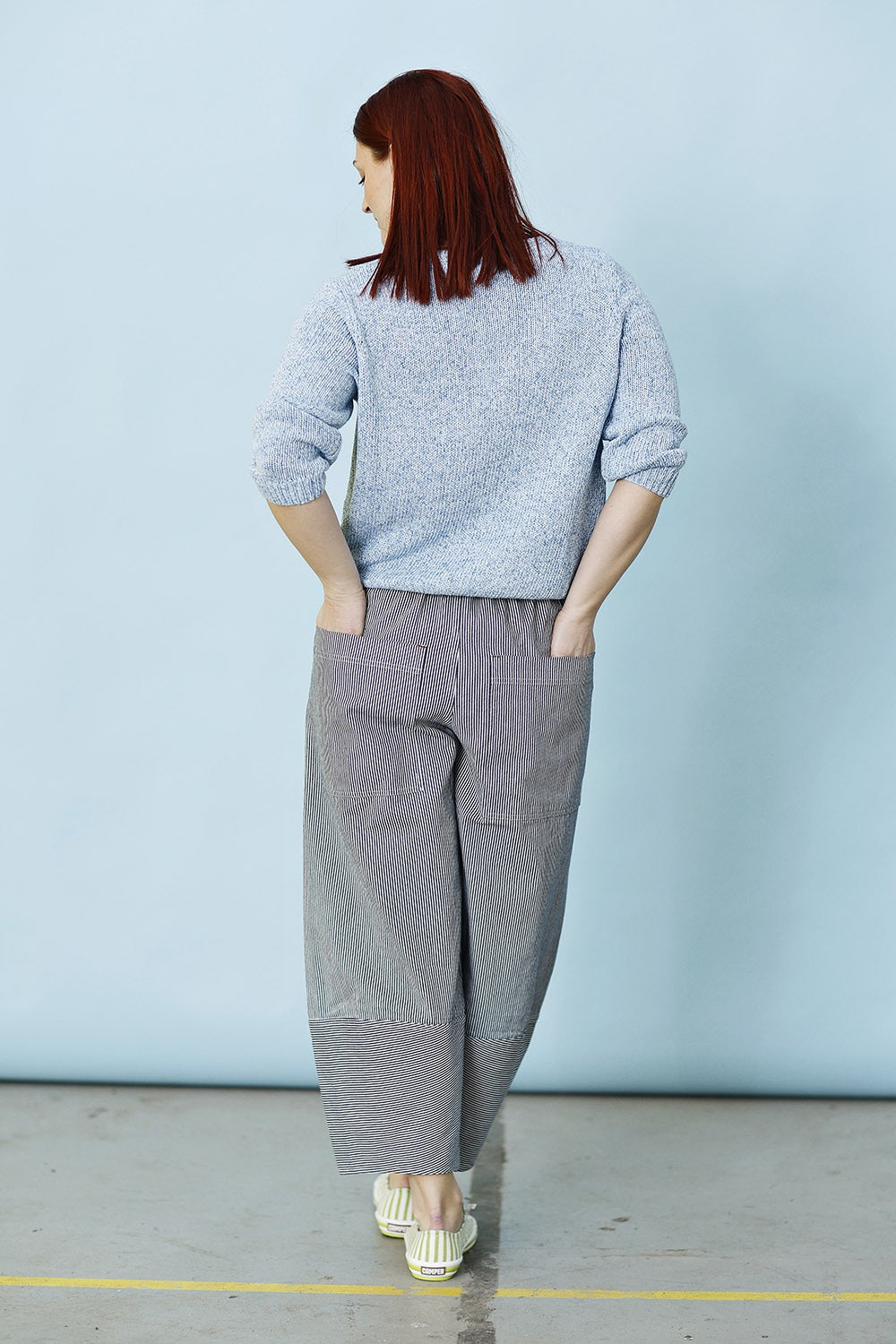 mc794n-denim trousers-mcverdi-striped-bukser elastic-stumpebukser.2