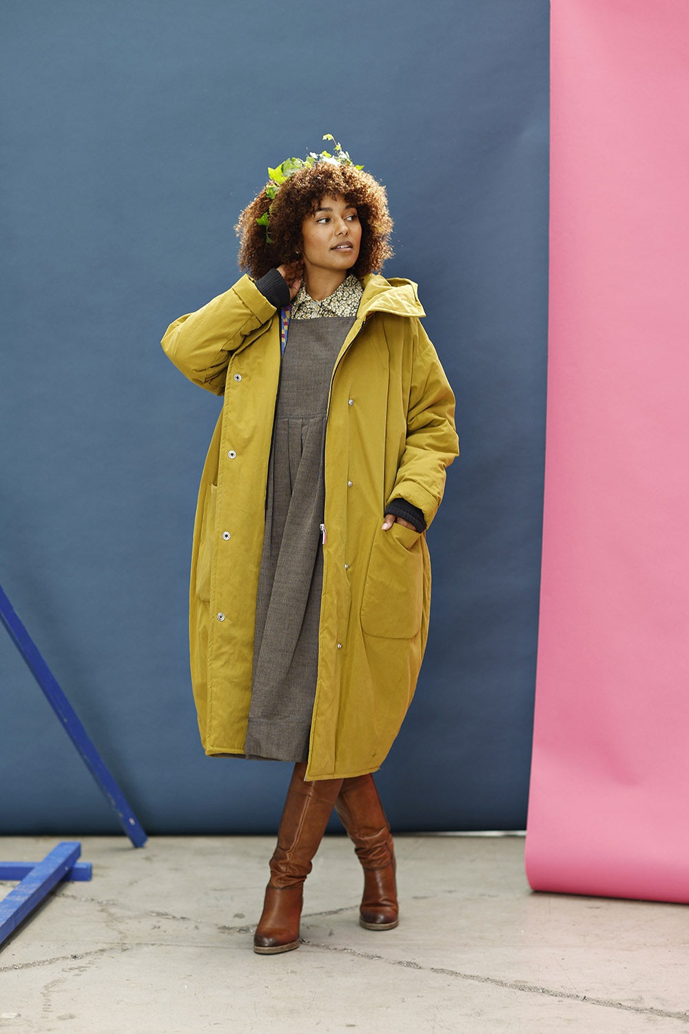 mc861c-aw23-curry yellow winter coat-mcverdi-vinterfrakke med hætte-1