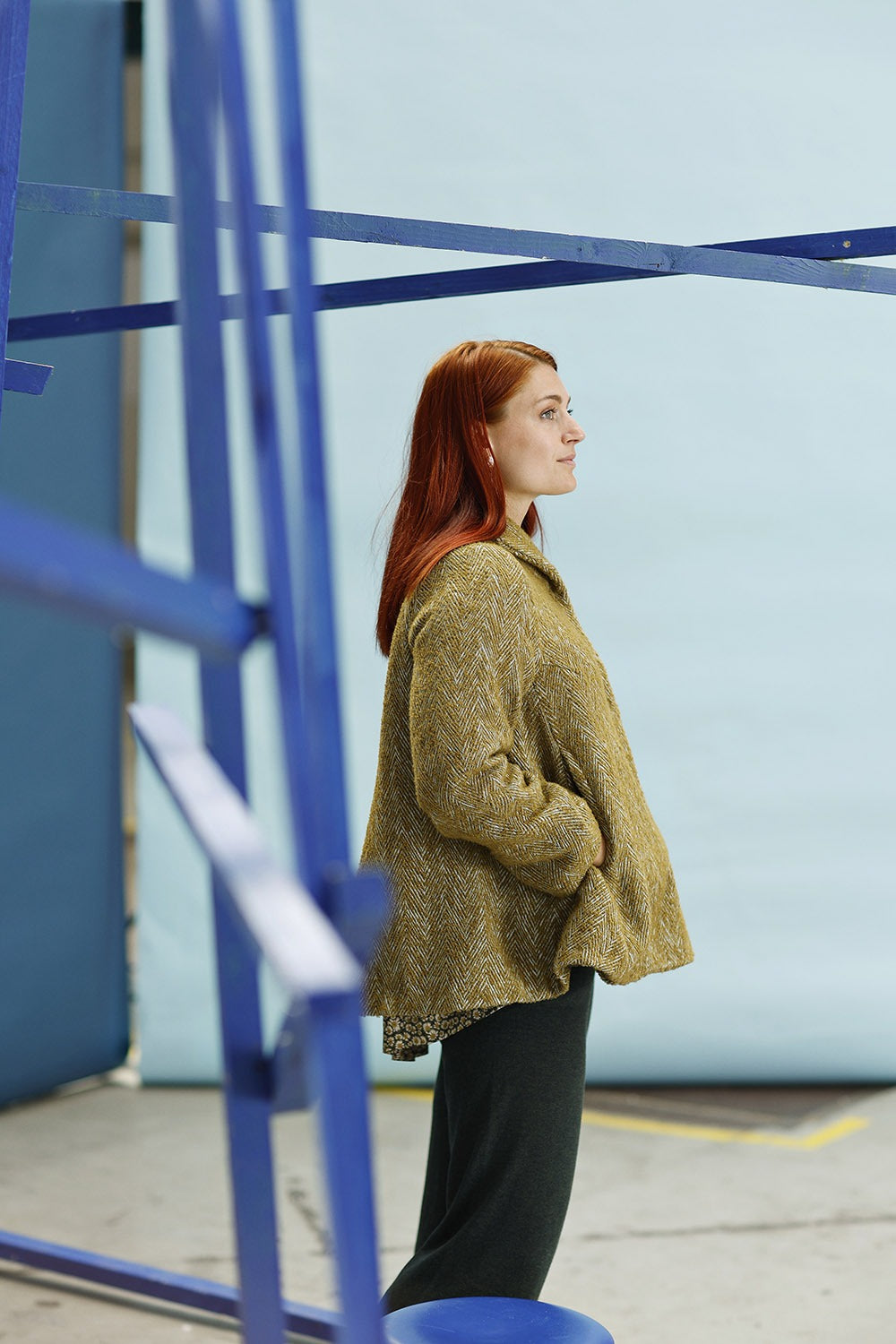 mc902a-curry vinter frakke-mcverdi-lille-jakke i uld-twill-efterår-6