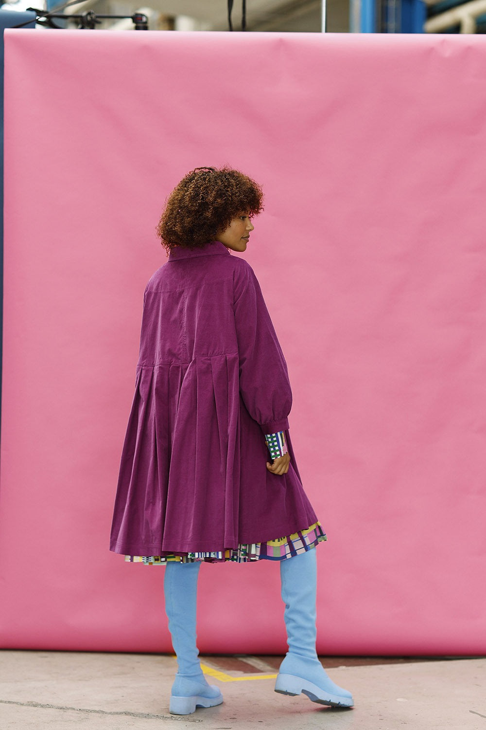 mc906b-pink button dress-baby cord-velvet-mcverdi-cotton dress-kjole med knapper-5