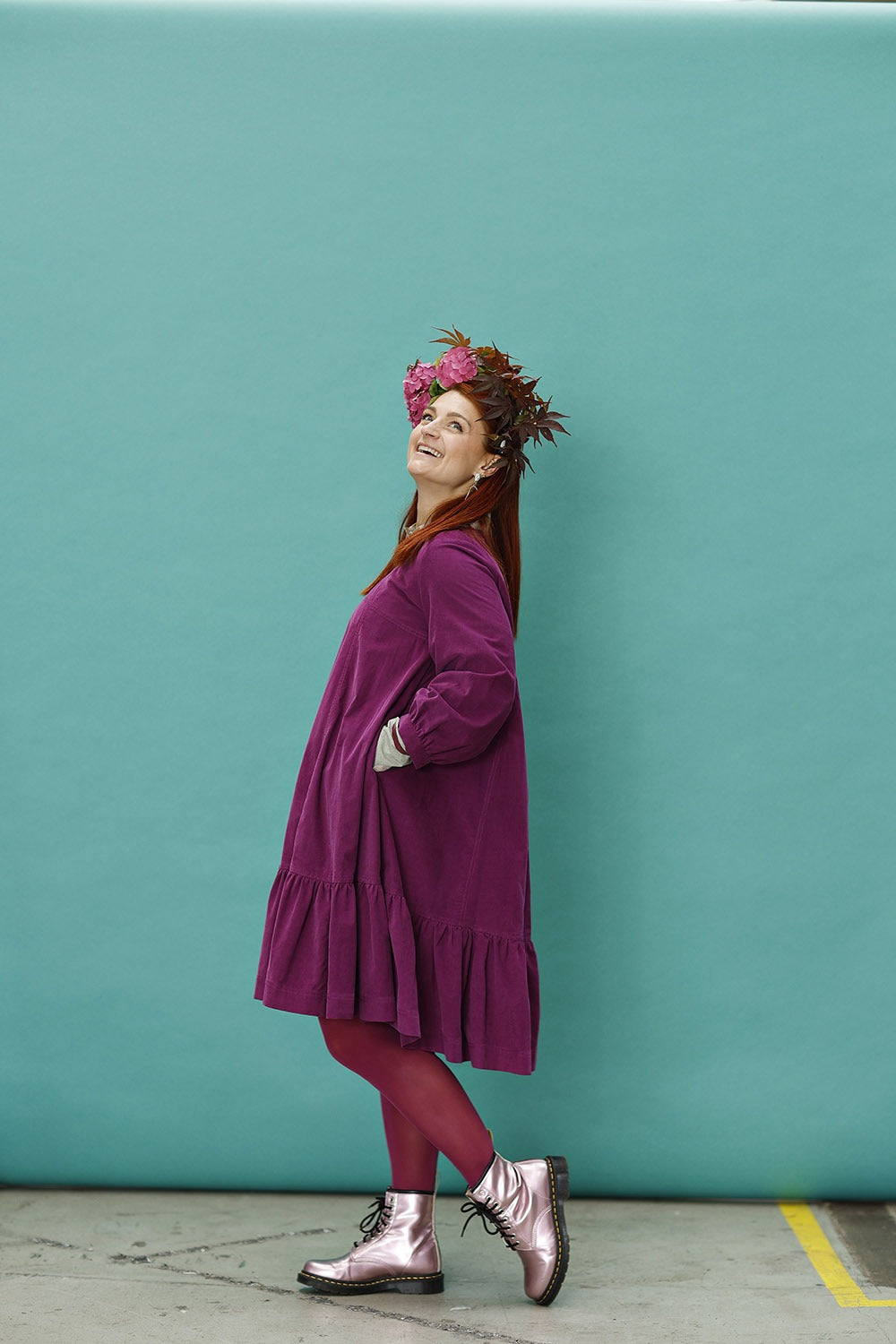 mc906c-pink-baby cord dress-mcverdi-fløjlskjole-2