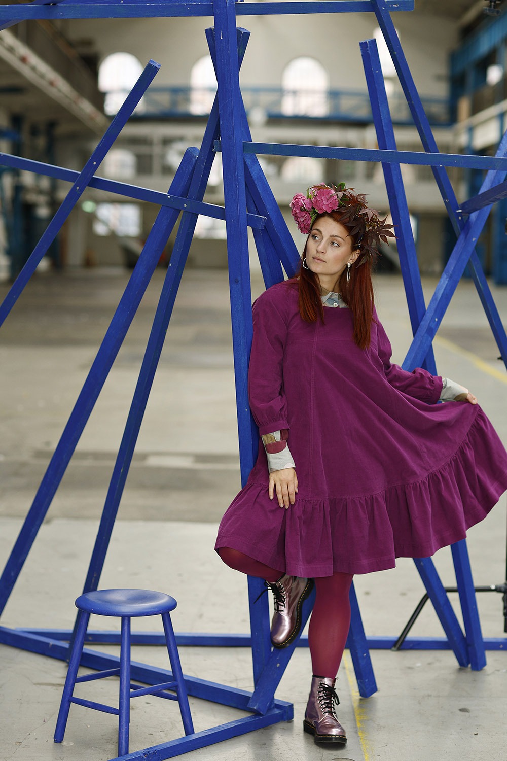 mc906c-pink-baby cord dress-mcverdi-fløjlskjole-3