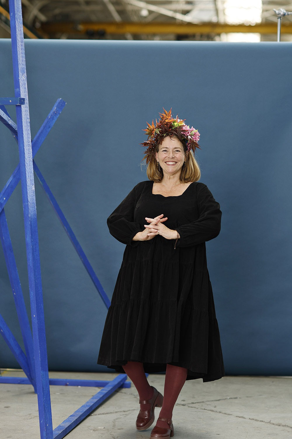 mc906e-black ruffle dress-mcverdi-sort-flæsekjole-lang vinterkjole-5