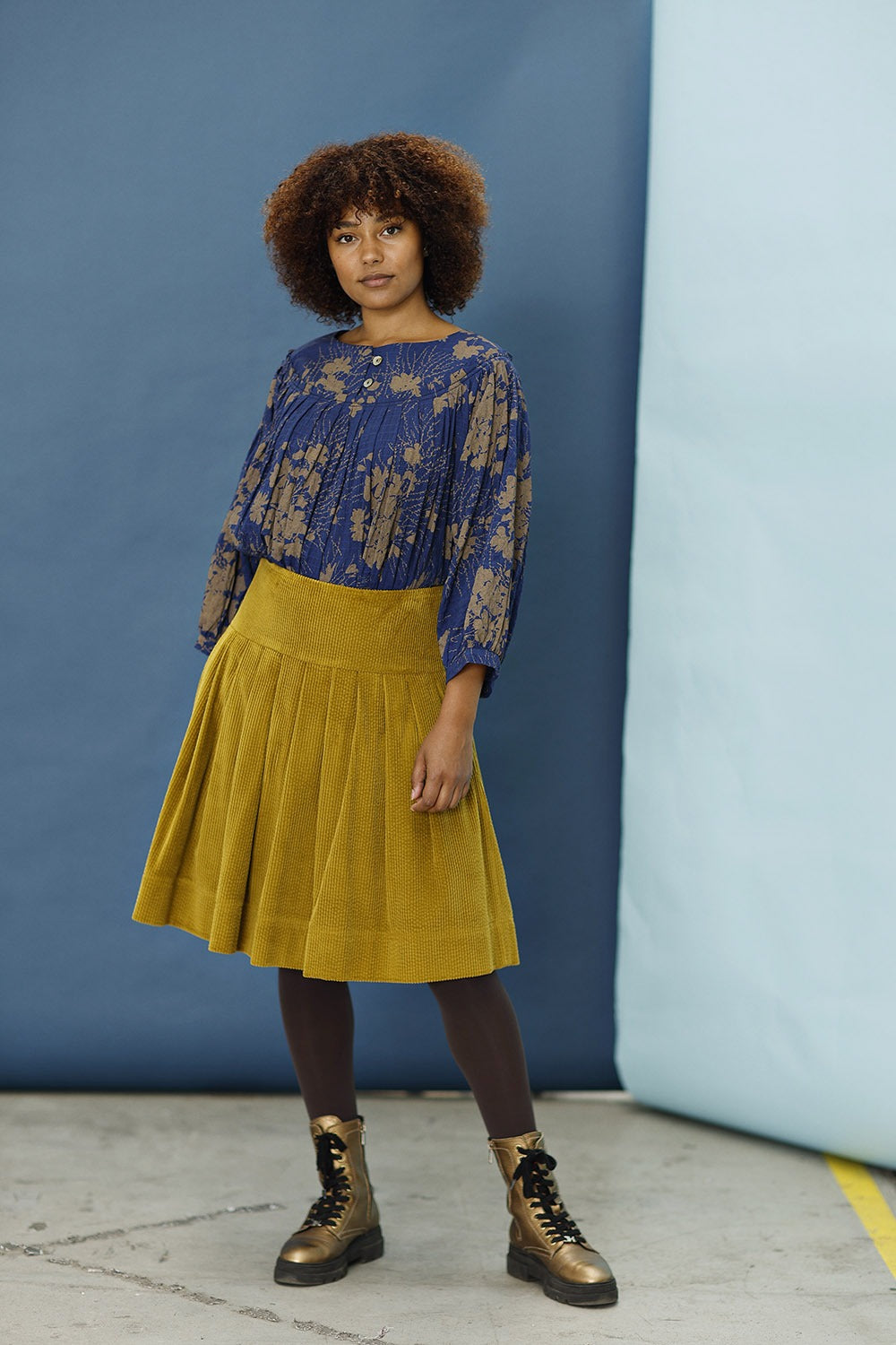 mc907e-gul curry fløjlsnederdel-yellow corduroy skirt-mcverdi