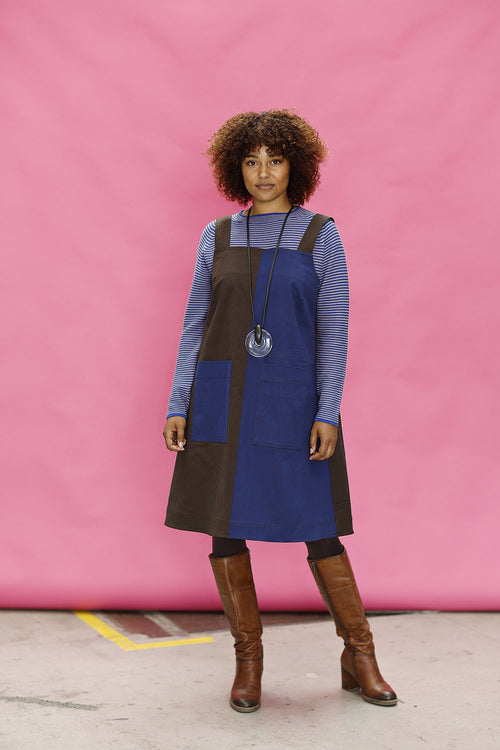 mc909c – spencer dress-2 coloured-dress with straps-pinafore dress-spencer kjole