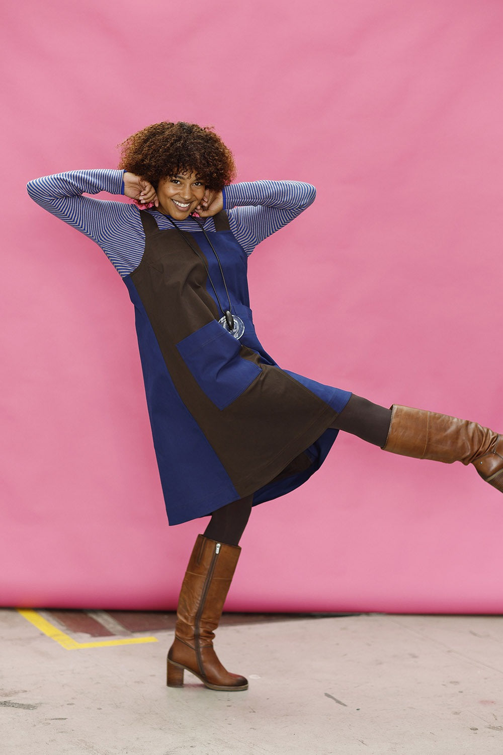 mc909c – spencer dress-2 coloured-dress with straps-pinafore dress-spencer kjole-4