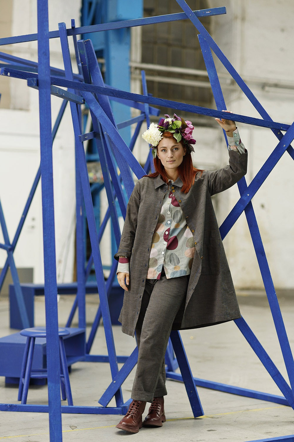 mc909b-lang skjortejakke-mcverdi-long shirt-striped-with pleats-5