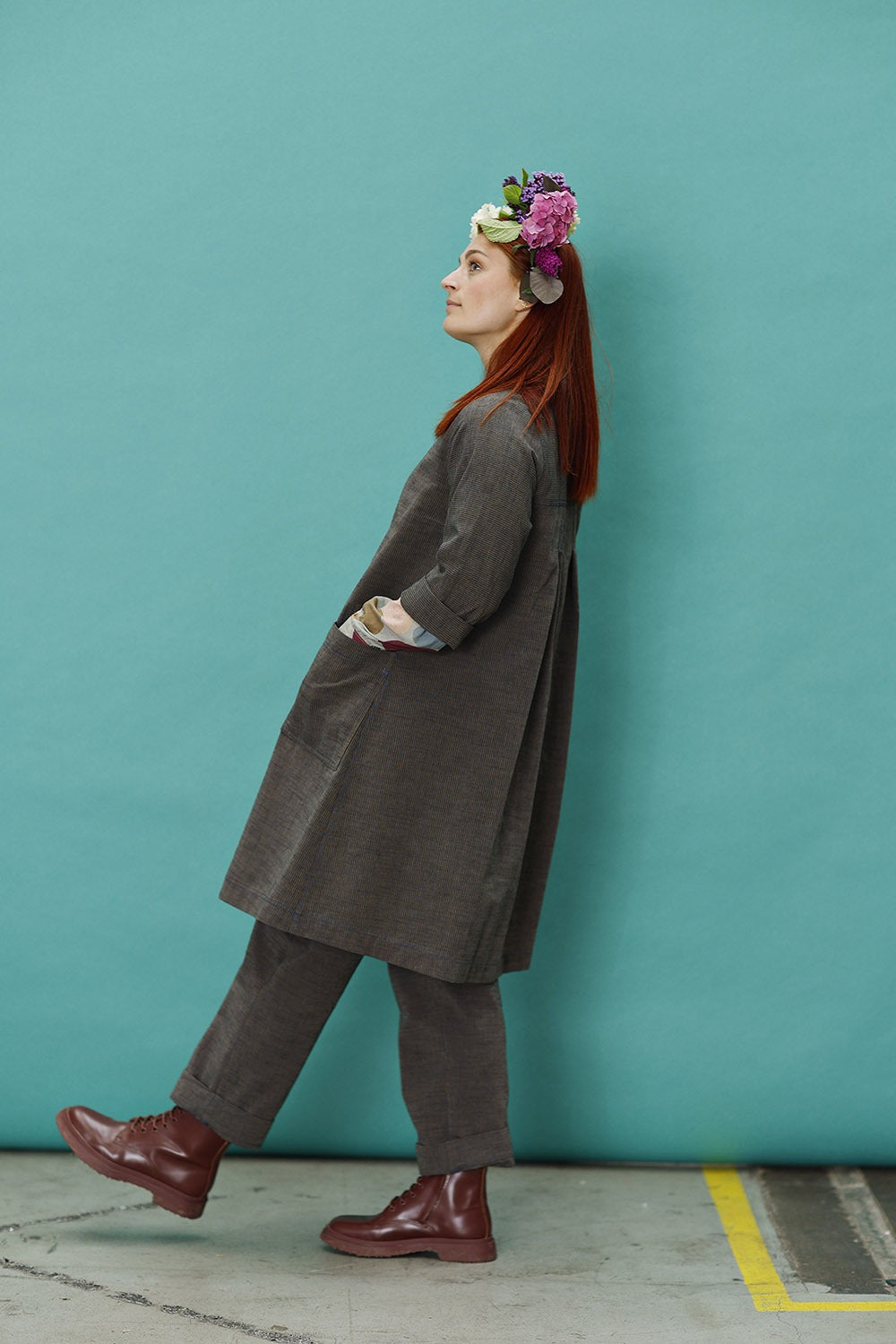 mc909b-lang skjortejakke-mcverdi-long shirt-striped-with pleats-8