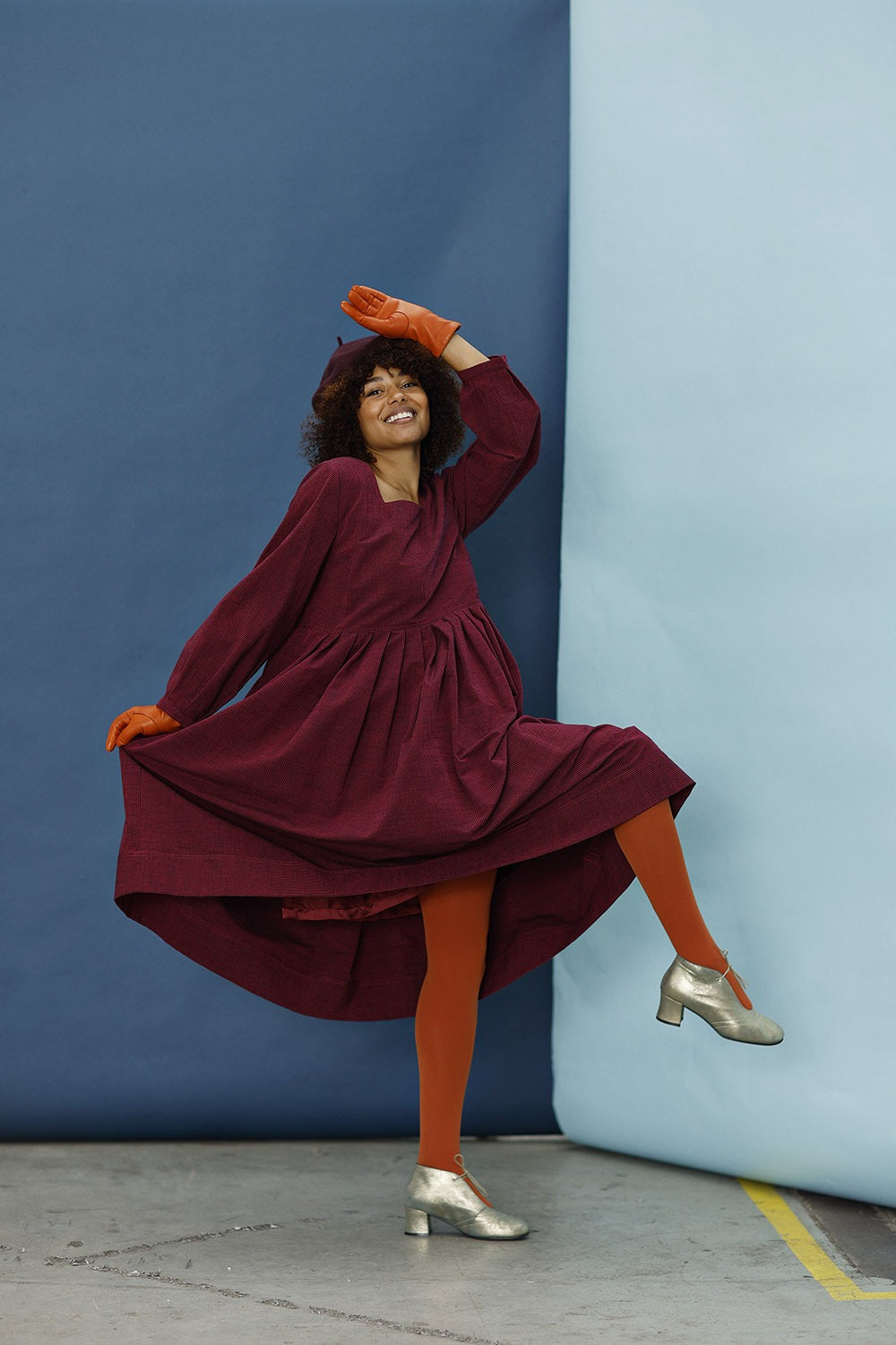 mc909d-pink stribet kjole-mcverdi-kjole med lange ærmer-striped winter dress-2