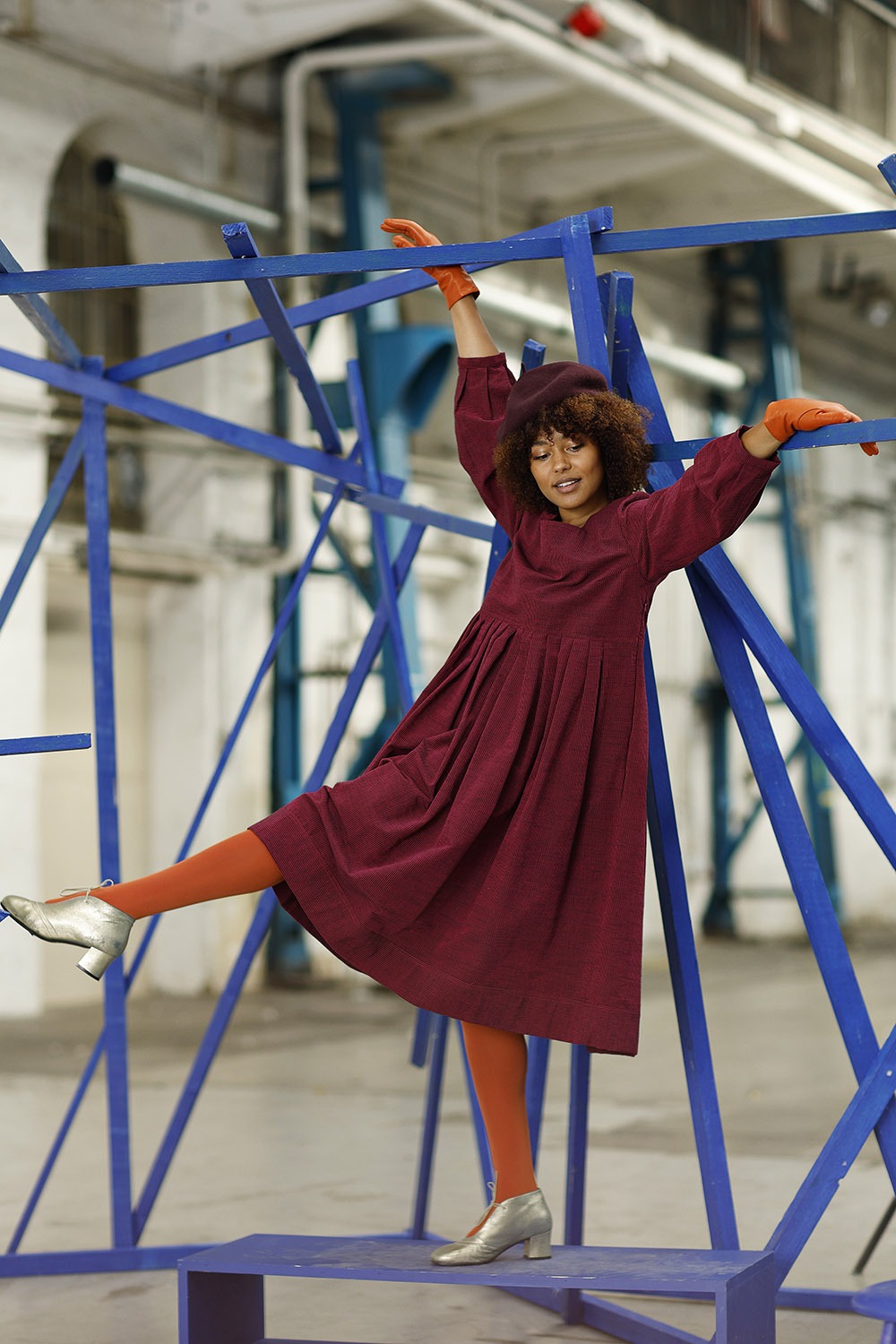 mc909d-pink stribet kjole-mcverdi-kjole med lange ærmer-striped winter dress-5