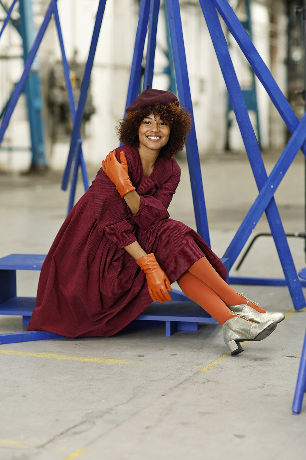 mc909d-pink stribet kjole-mcverdi-kjole med lange ærmer-striped winter dress-7