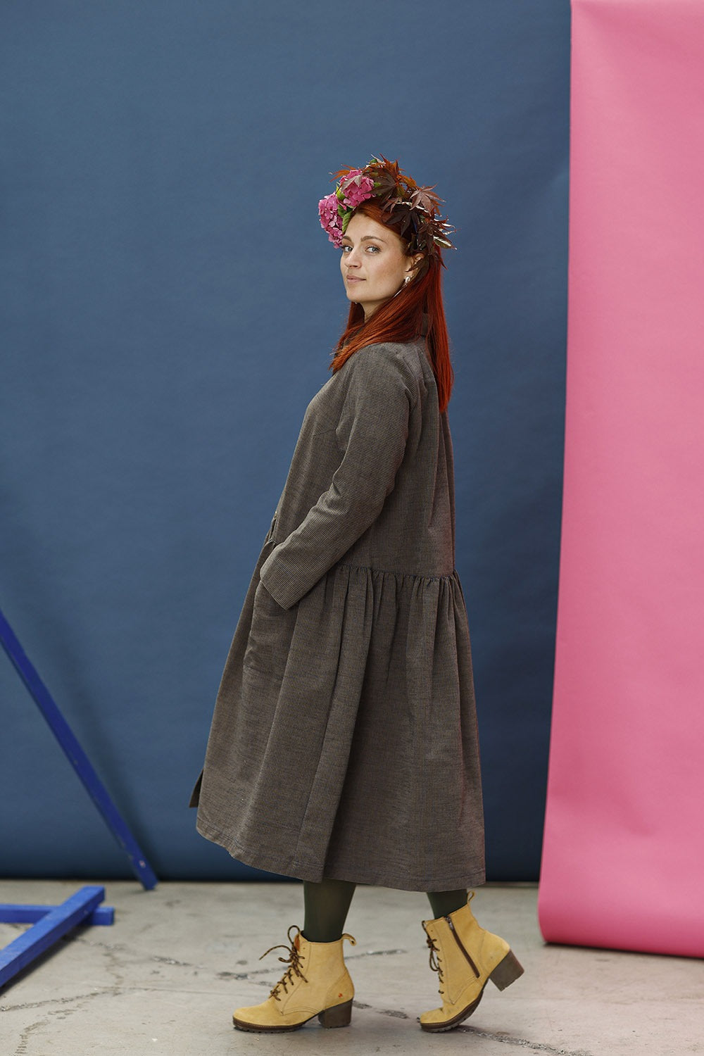 mc909e-stribet skjortekjole-mcverdi-striped long dress with buttons-2