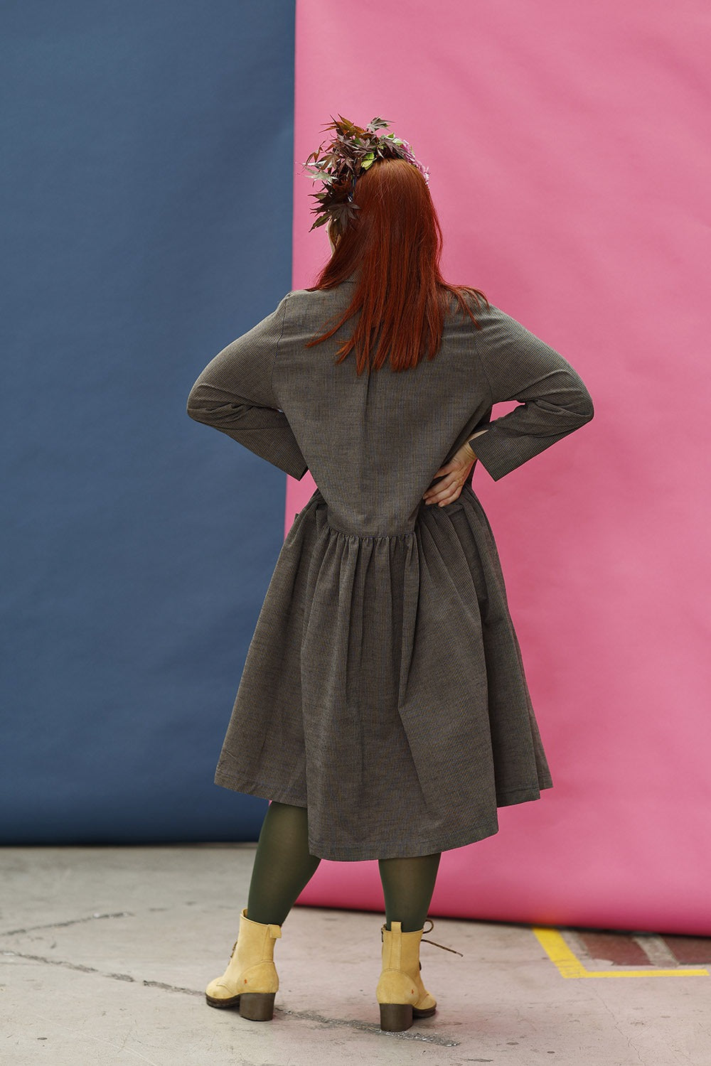 mc909e-stribet skjortekjole-mcverdi-striped long dress with buttons-4