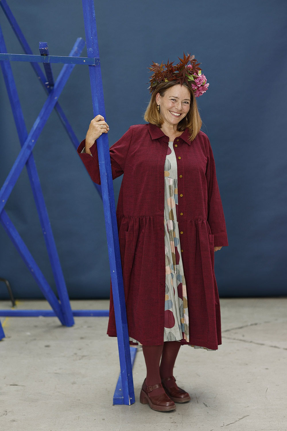 mc909e-pink stribet skjortekjole-kjole med knapper-mcverdi-striped button dress-5