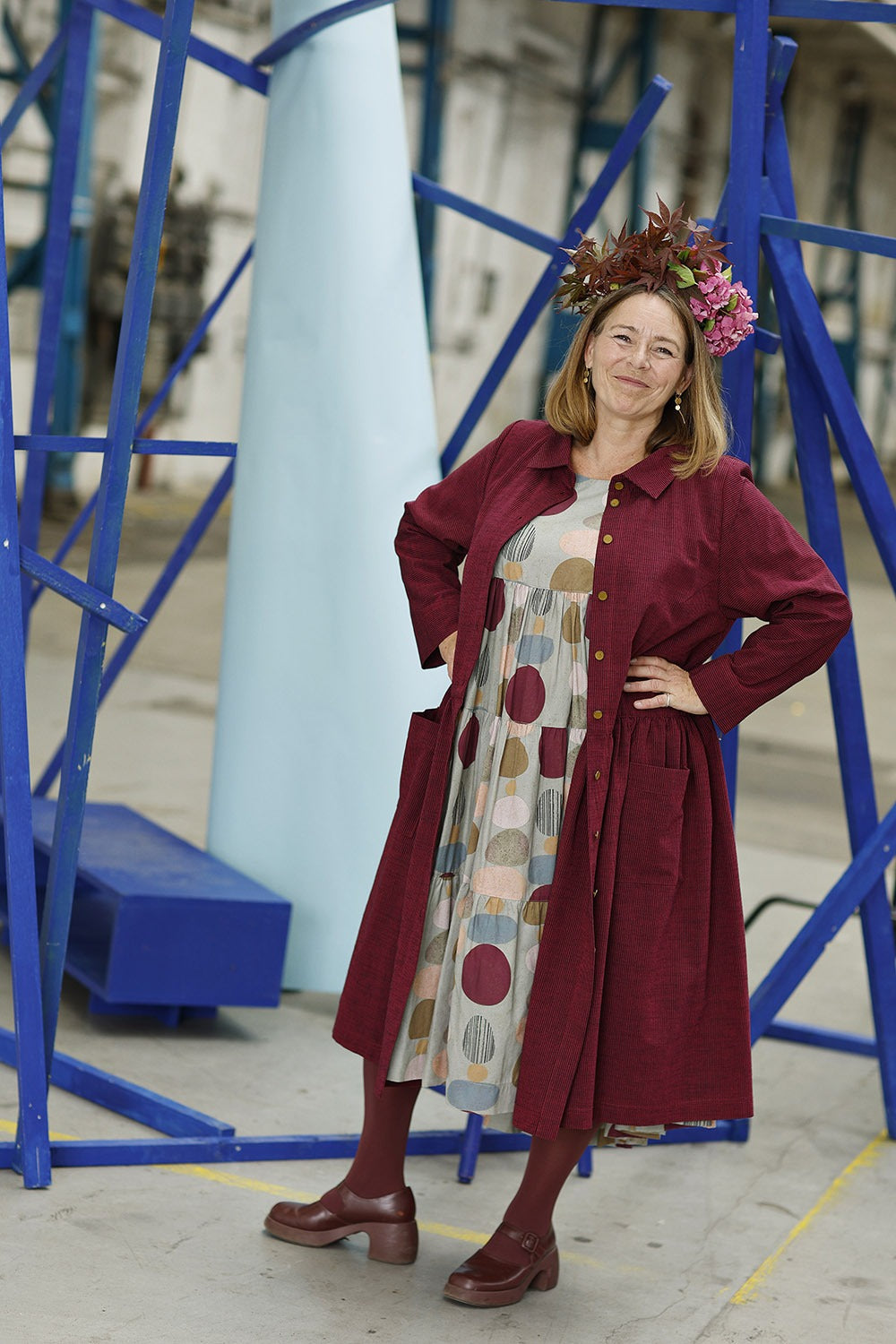 mc909e-pink stribet skjortekjole-kjole med knapper-mcverdi-striped button dress-8