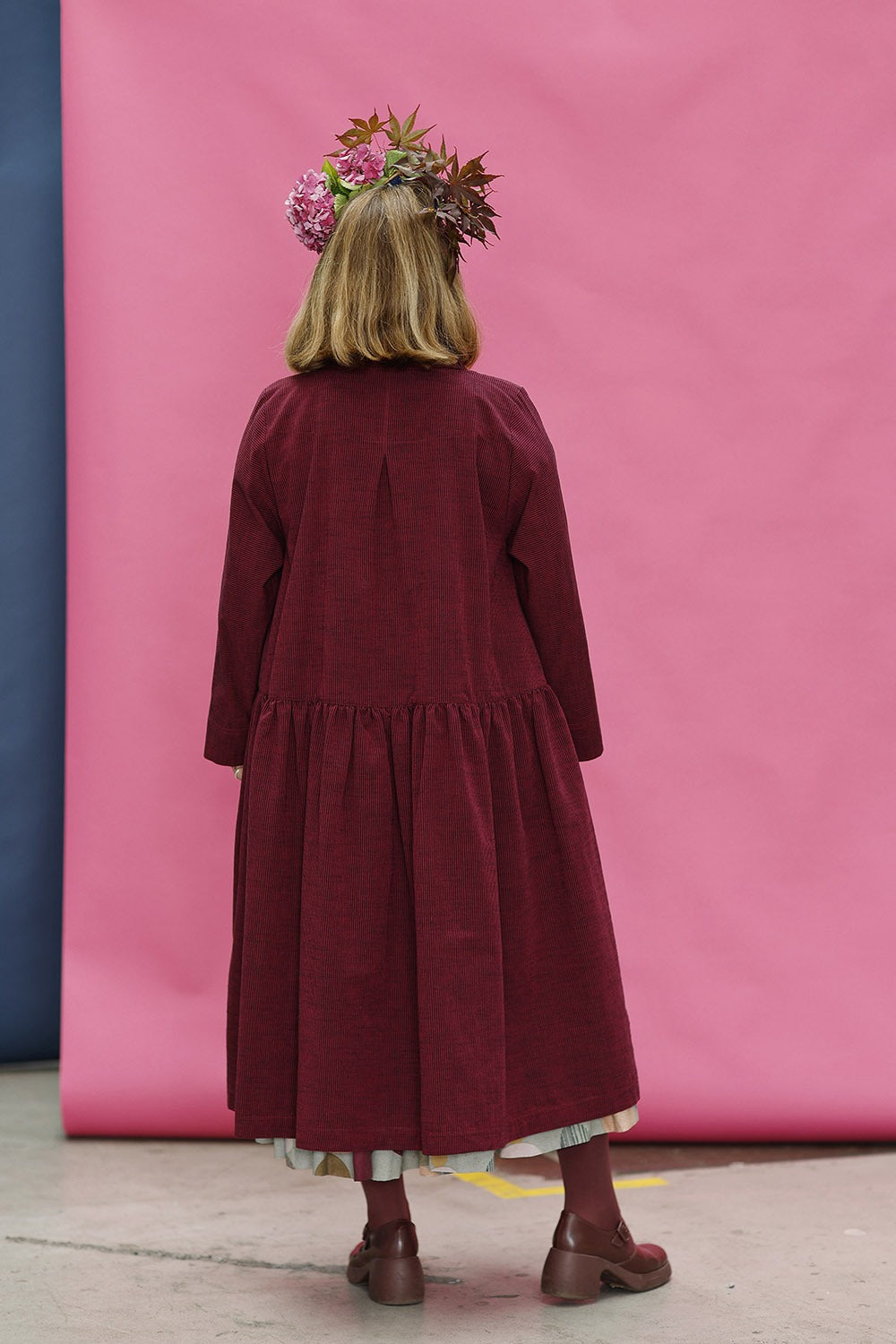 mc909e-pink stribet skjortekjole-kjole med knapper-mcverdi-striped button dress-3