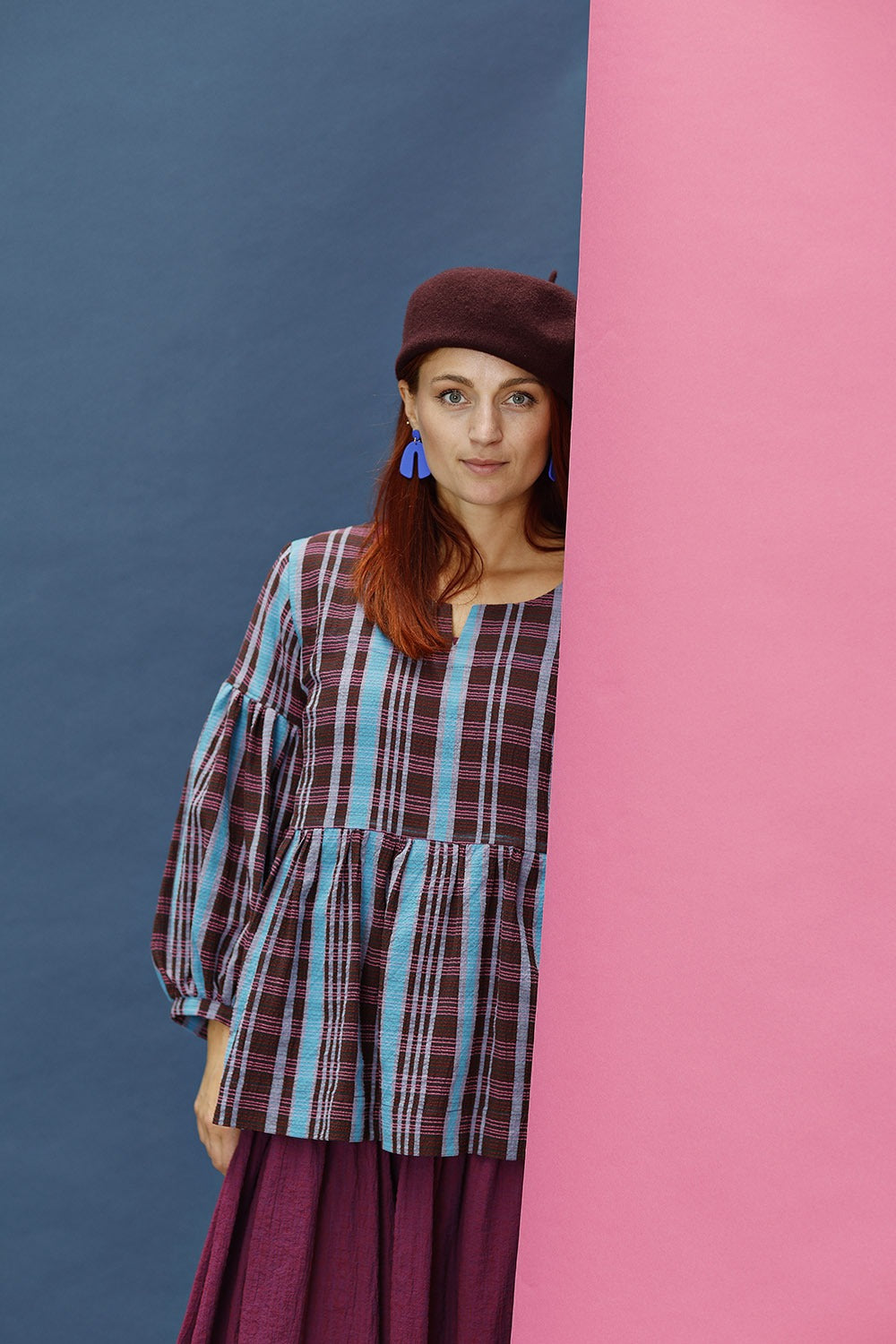 mc912a-striped blouse-mcverdi-cotton-bordeaux-turquiose-1-2