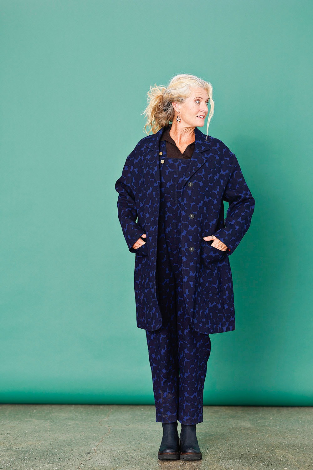 mc914b-blå blazer jakker-printed stof-mcverdi-blue jacket