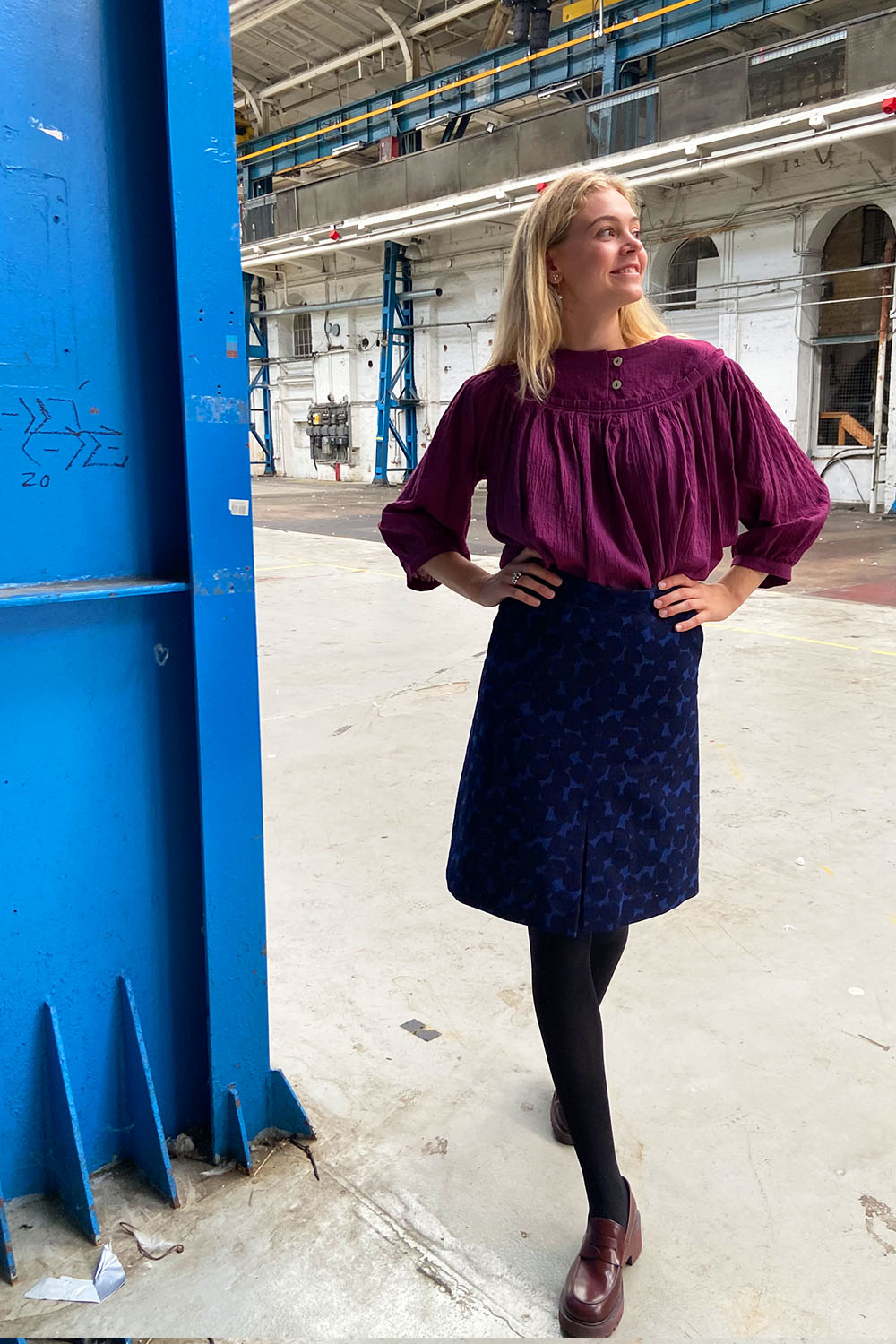Mcverdi-mc914f-blå-nederdel-skirt-blue-dots-autumm