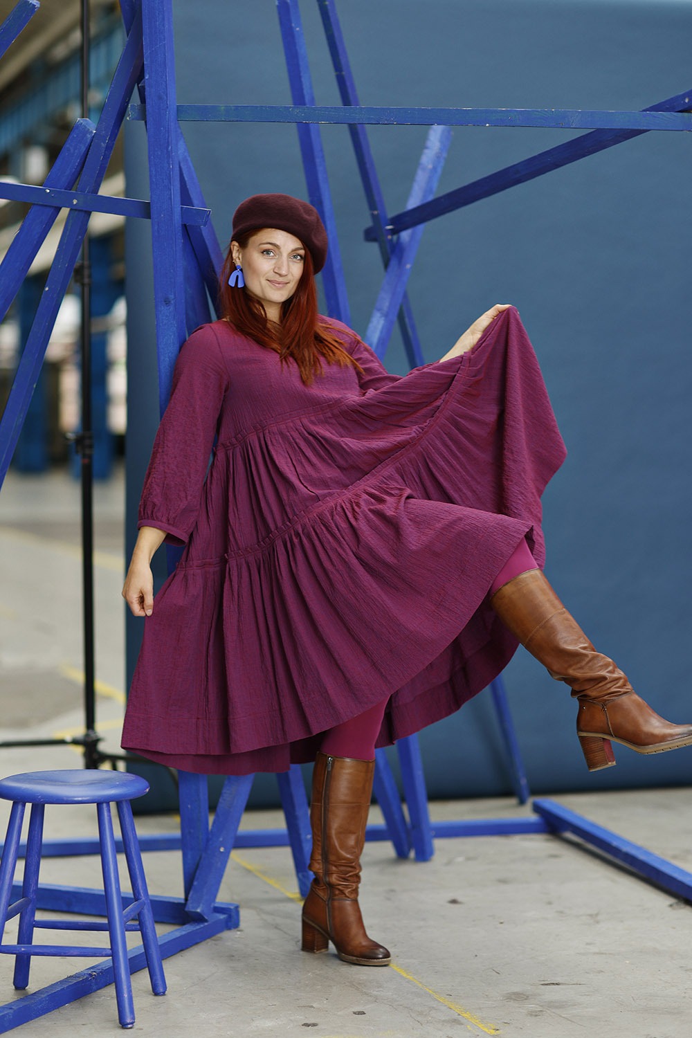 mc911d-pink winter dress-dress with ruffles-mcverdi-kjole i viscose og uld-9