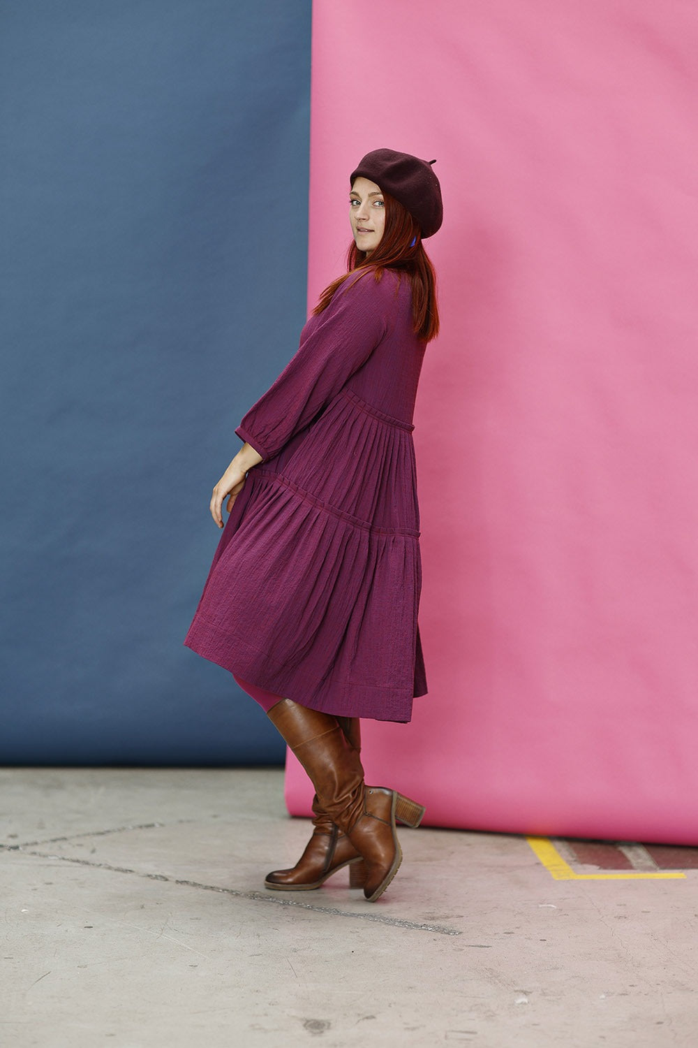 mc911d-pink winter dress-dress with ruffles-mcverdi-kjole i viscose og uld-8