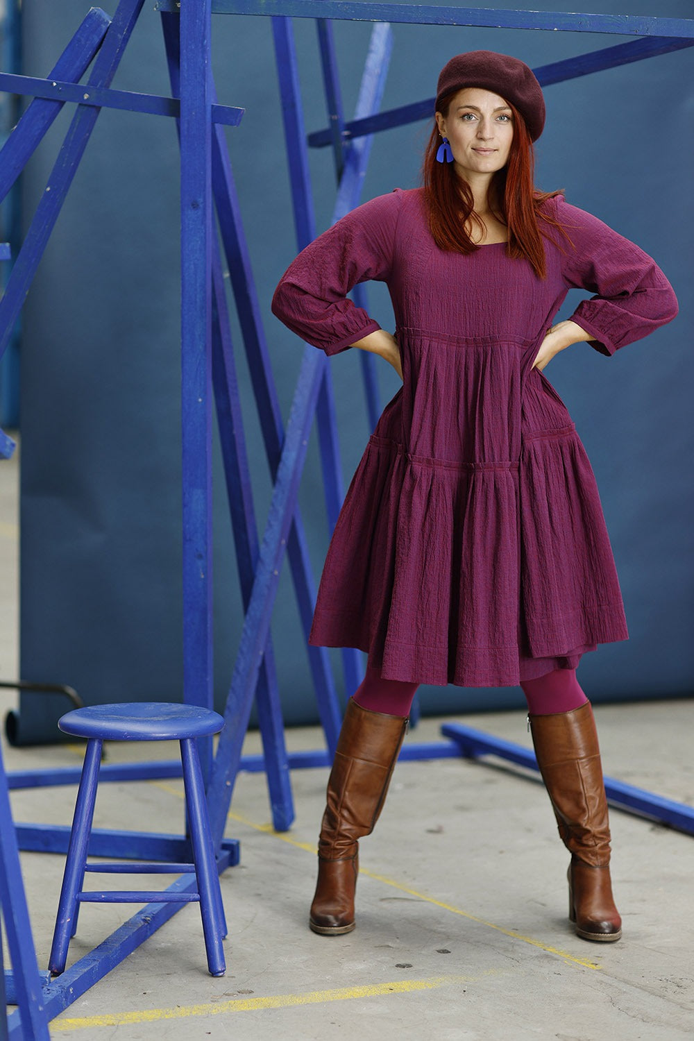 mc911d-pink winter dress-dress with ruffles-mcverdi-kjole i viscose og uld-11