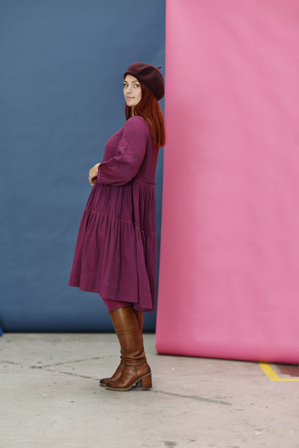 mc911d-pink winter dress-dress with ruffles-mcverdi-kjole i viscose og uld-2