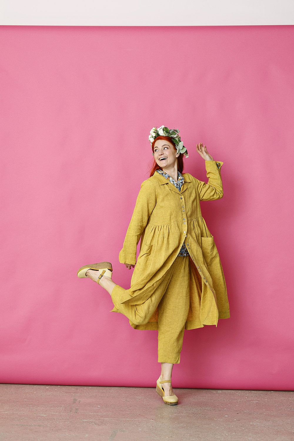 Mc882g-yellow-gul-hørkjole-linendress-sommerkjole-