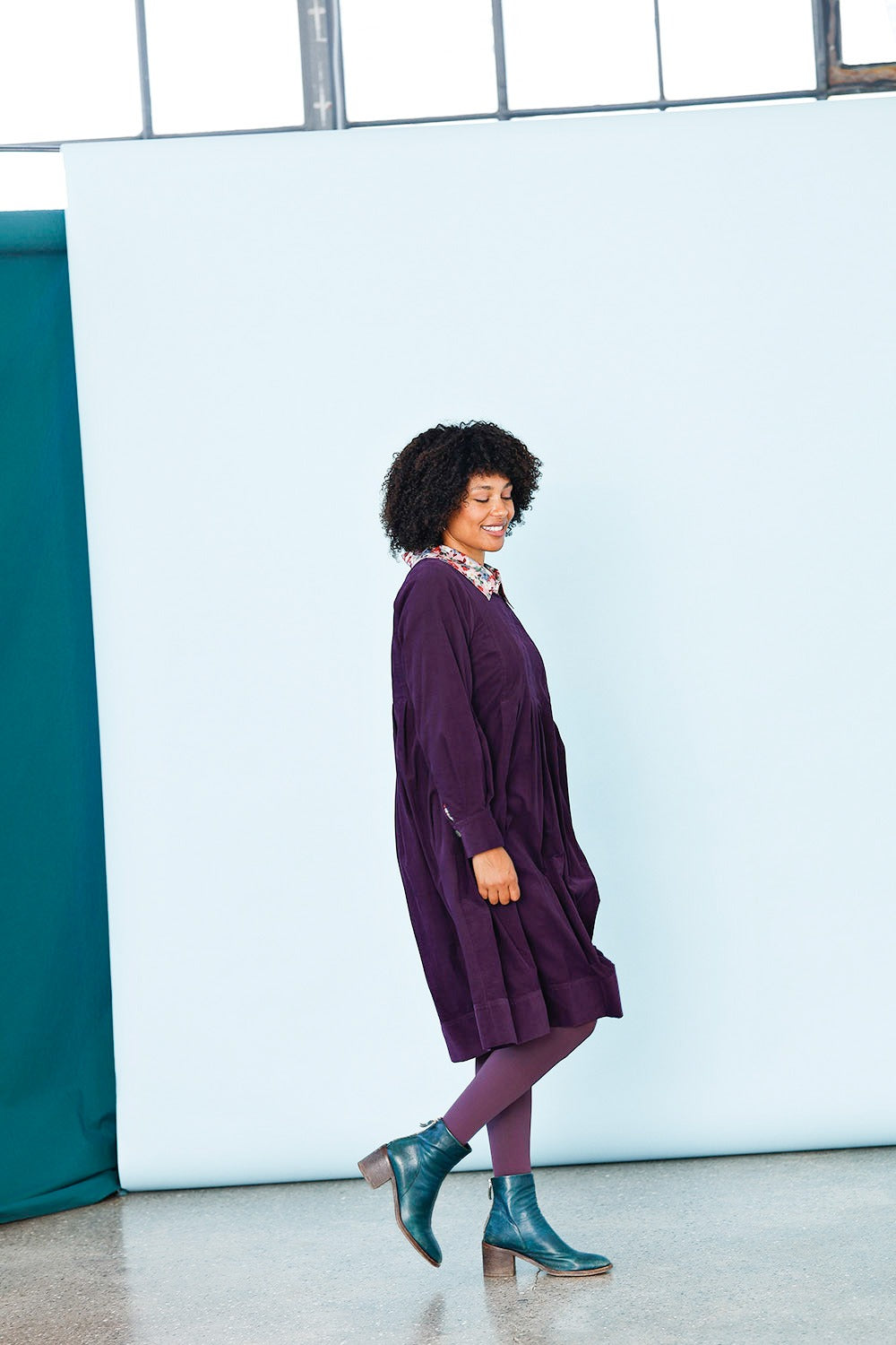 mc946c-violet corduroy dress-mcverdi-purple-lilla kjole-fløjl-7