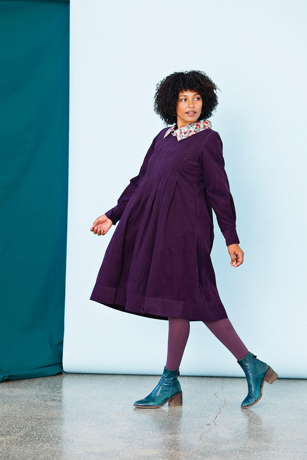 mc946c-violet corduroy dress-mcverdi-purple-lilla kjole-fløjl-5