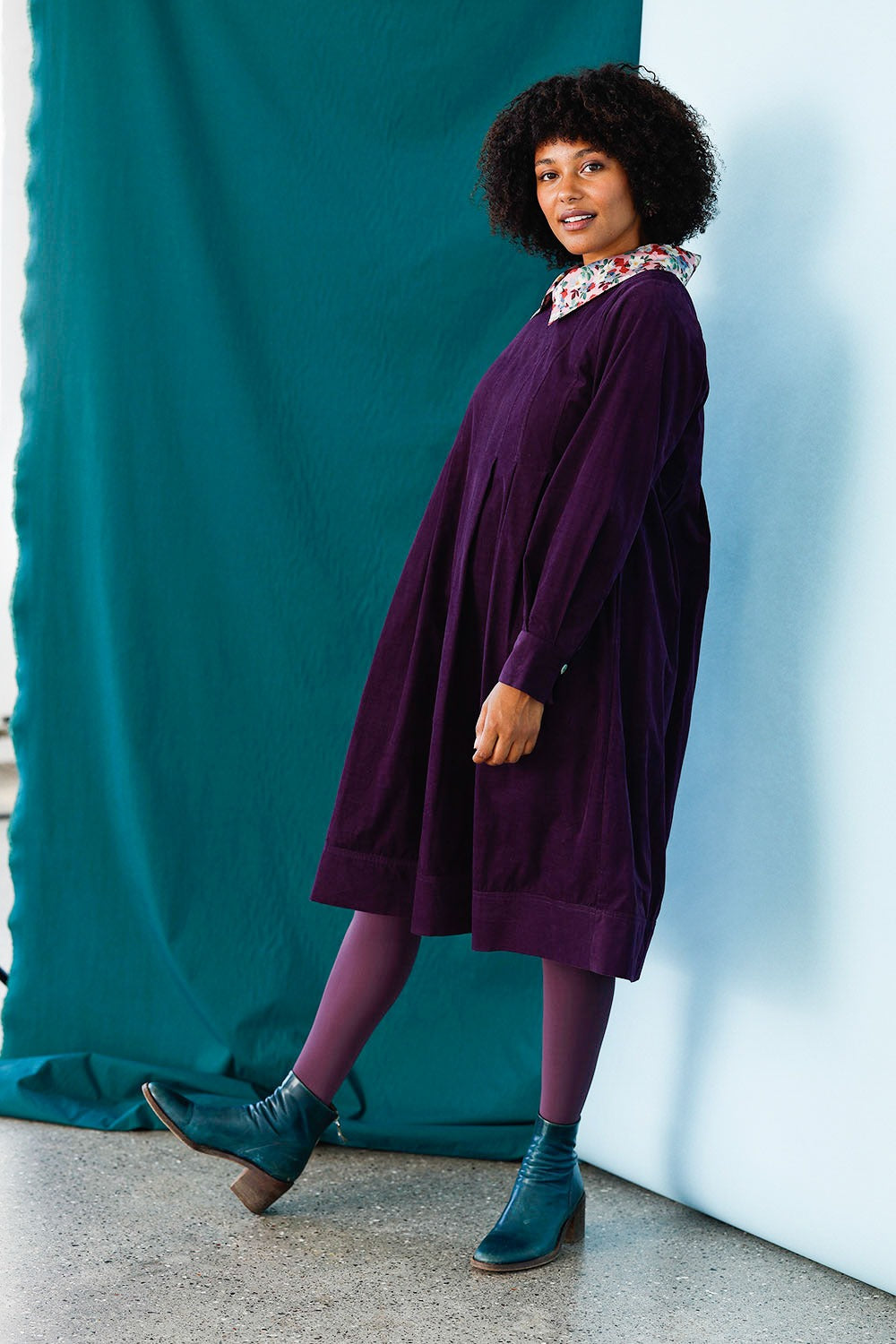 mc946c-violet corduroy dress-mcverdi-purple-lilla kjole-fløjl-10