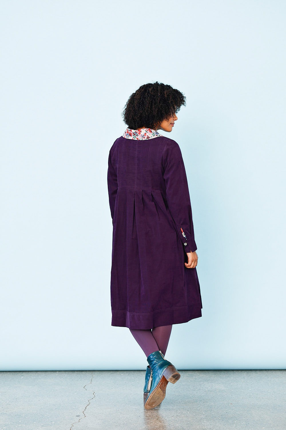 mc946c-violet corduroy dress-mcverdi-purple-lilla kjole-fløjl-3