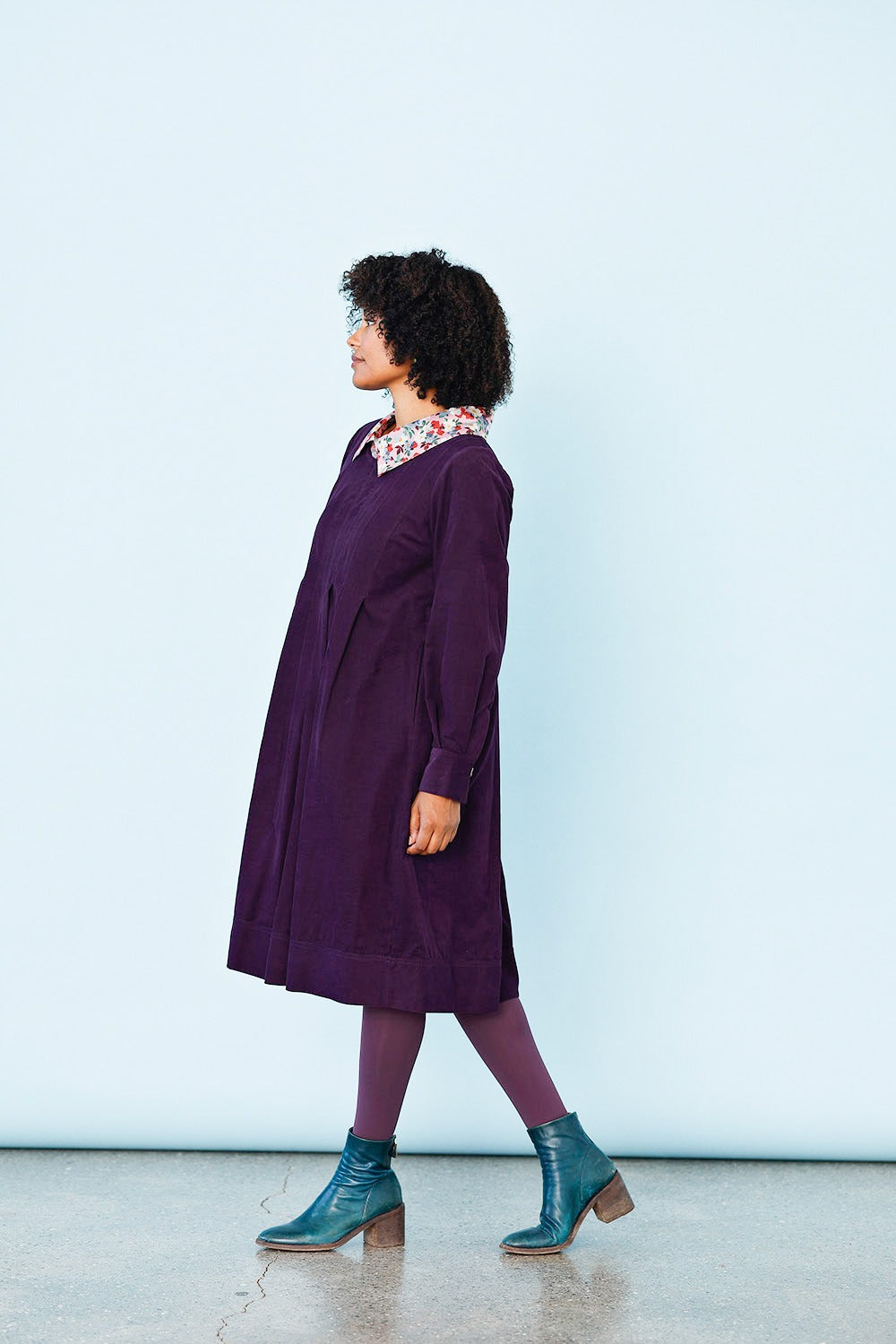 mc946c-violet corduroy dress-mcverdi-purple-lilla kjole-fløjl-2