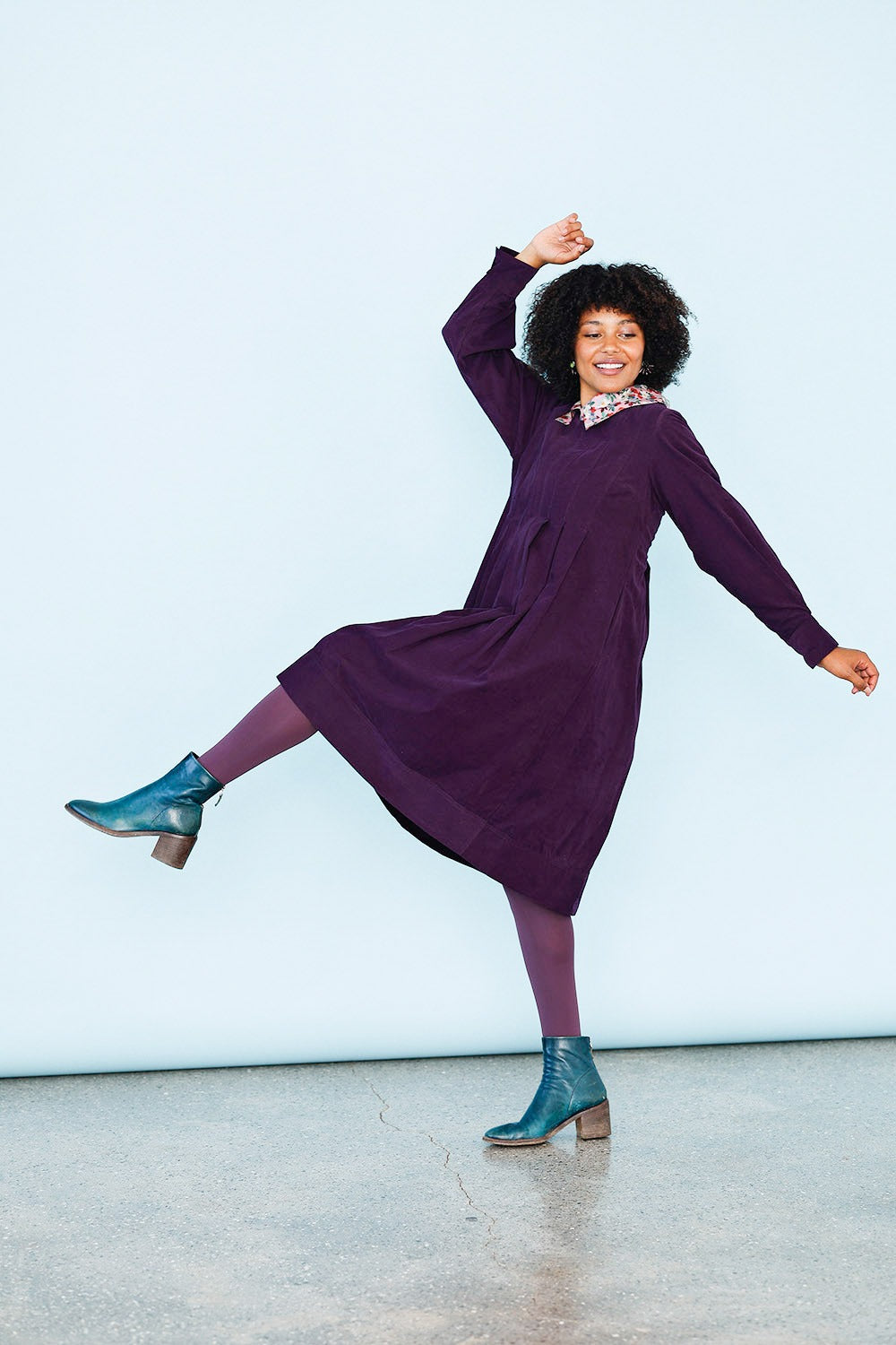 mc946c-violet corduroy dress-mcverdi-purple-lilla kjole-fløjl-6