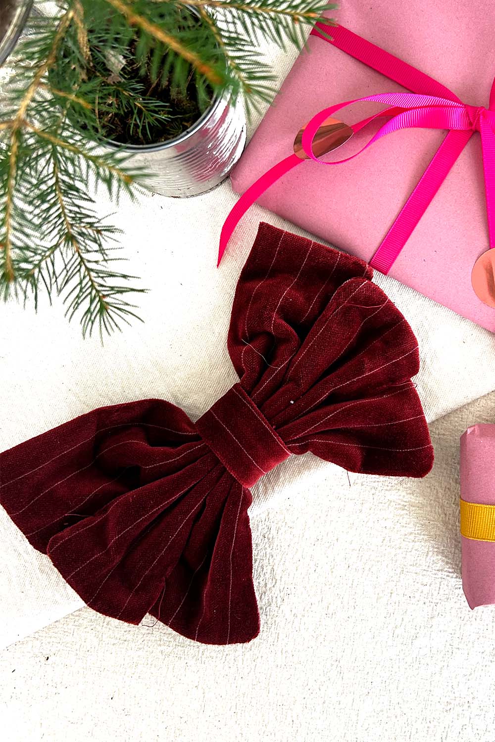 Mcverdi-sløjfe-accessories-velour-vinrød