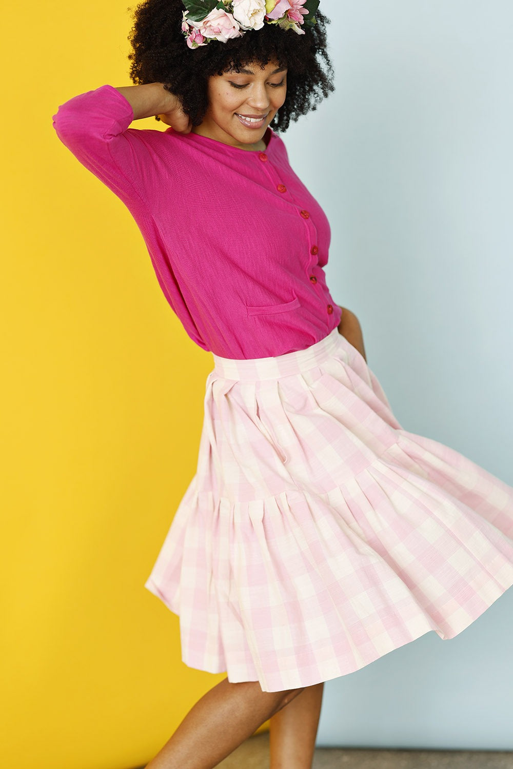 barbara skirt-september20-lyserød-ternet-nederdel-2