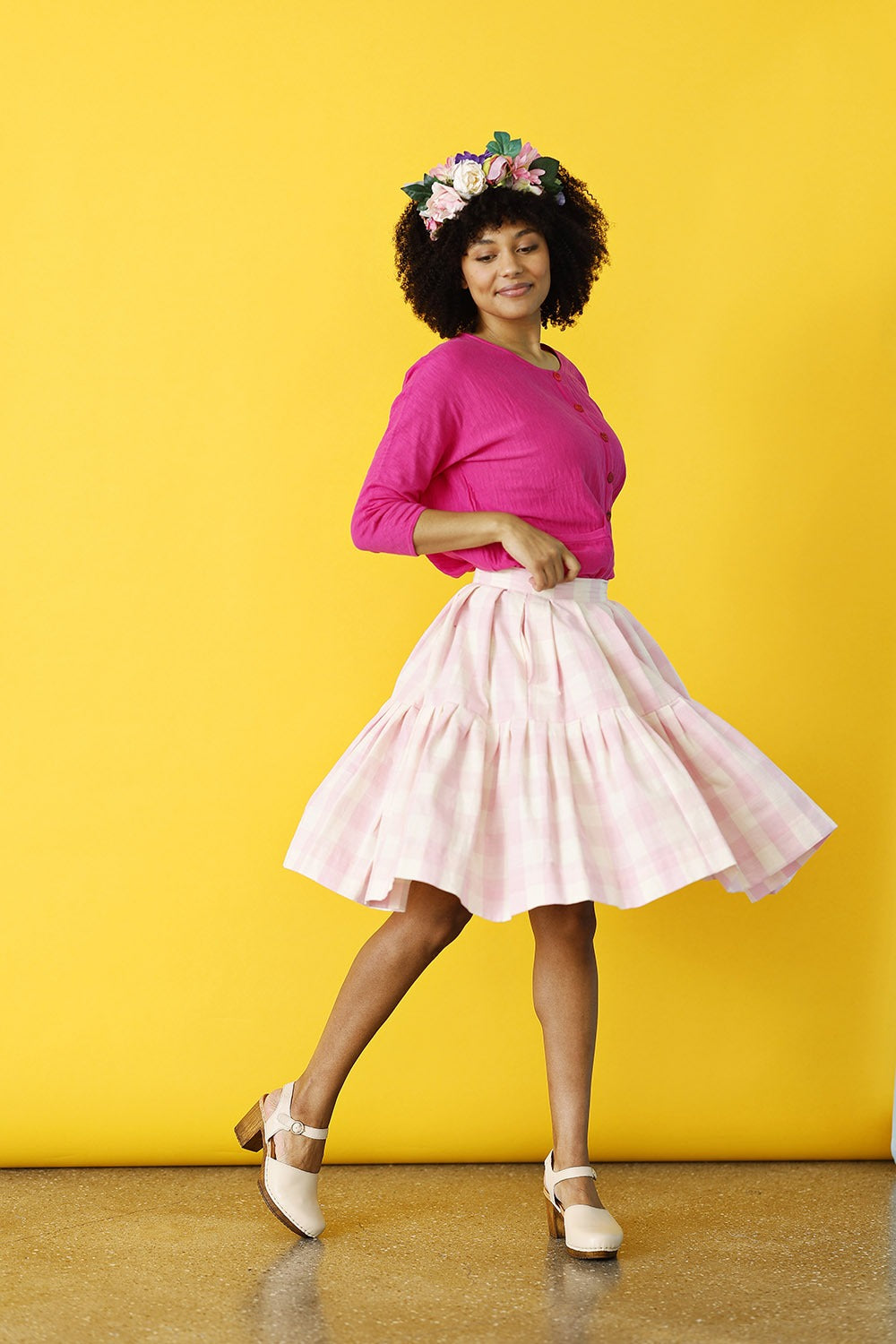 barbara skirt-september20-lyserød-ternet-nederdel