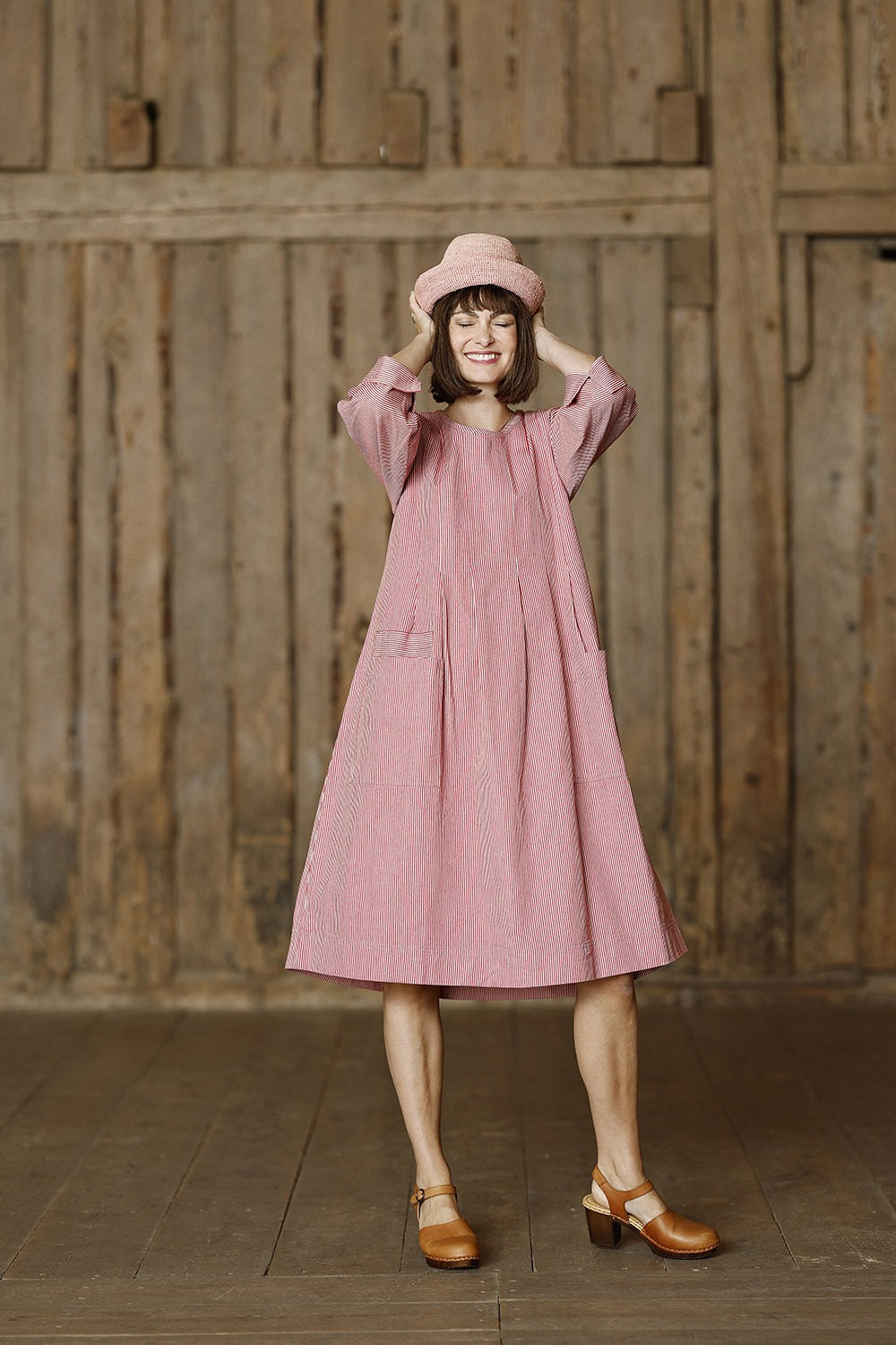 mc794c-red-stripe-dress-with-pleas-mcverdi-1